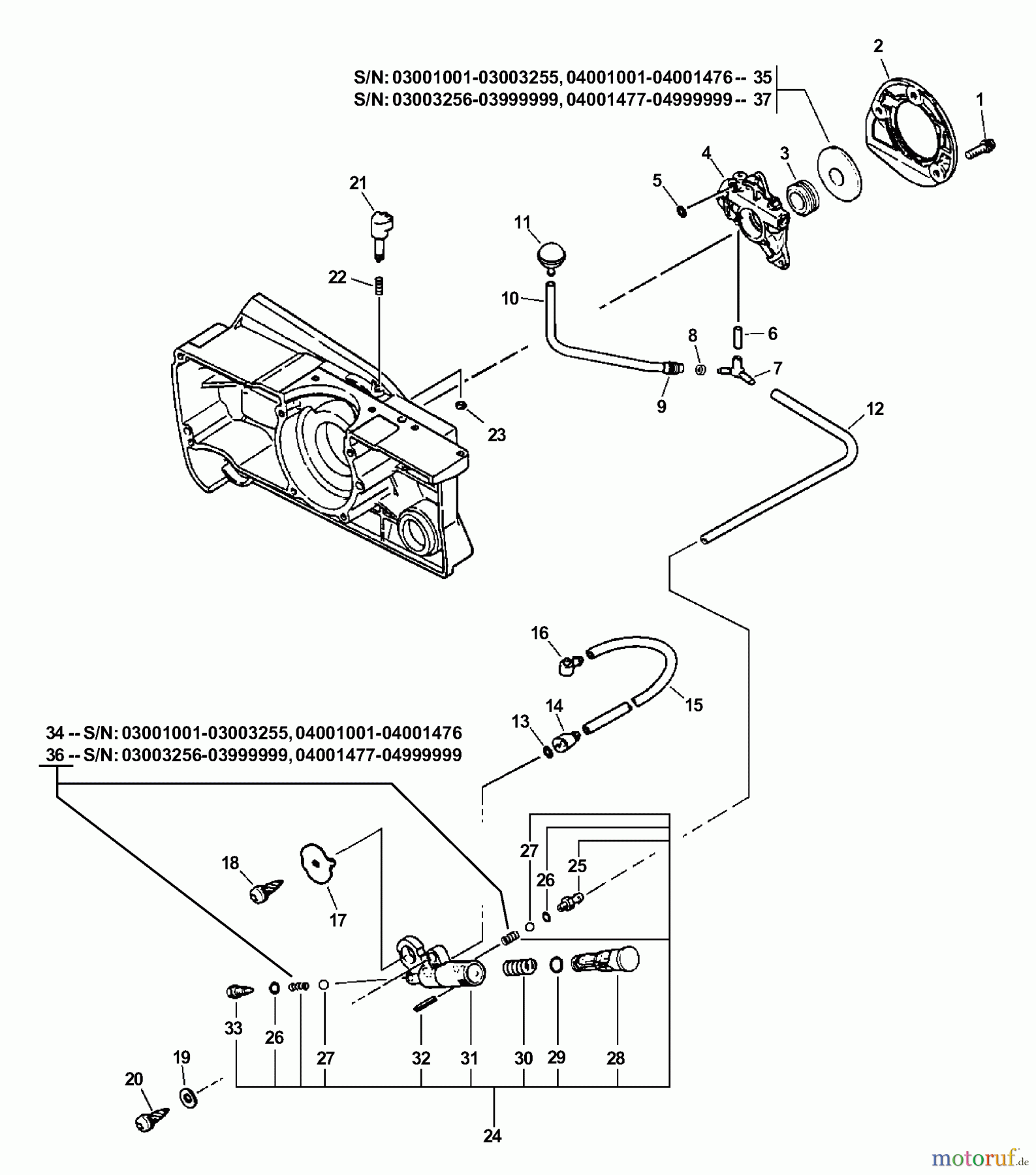  Echo Sägen, Kettensägen CS-670 - Echo Chainsaw, S/N: 04001001 - 04999999 Auto-Oiler
