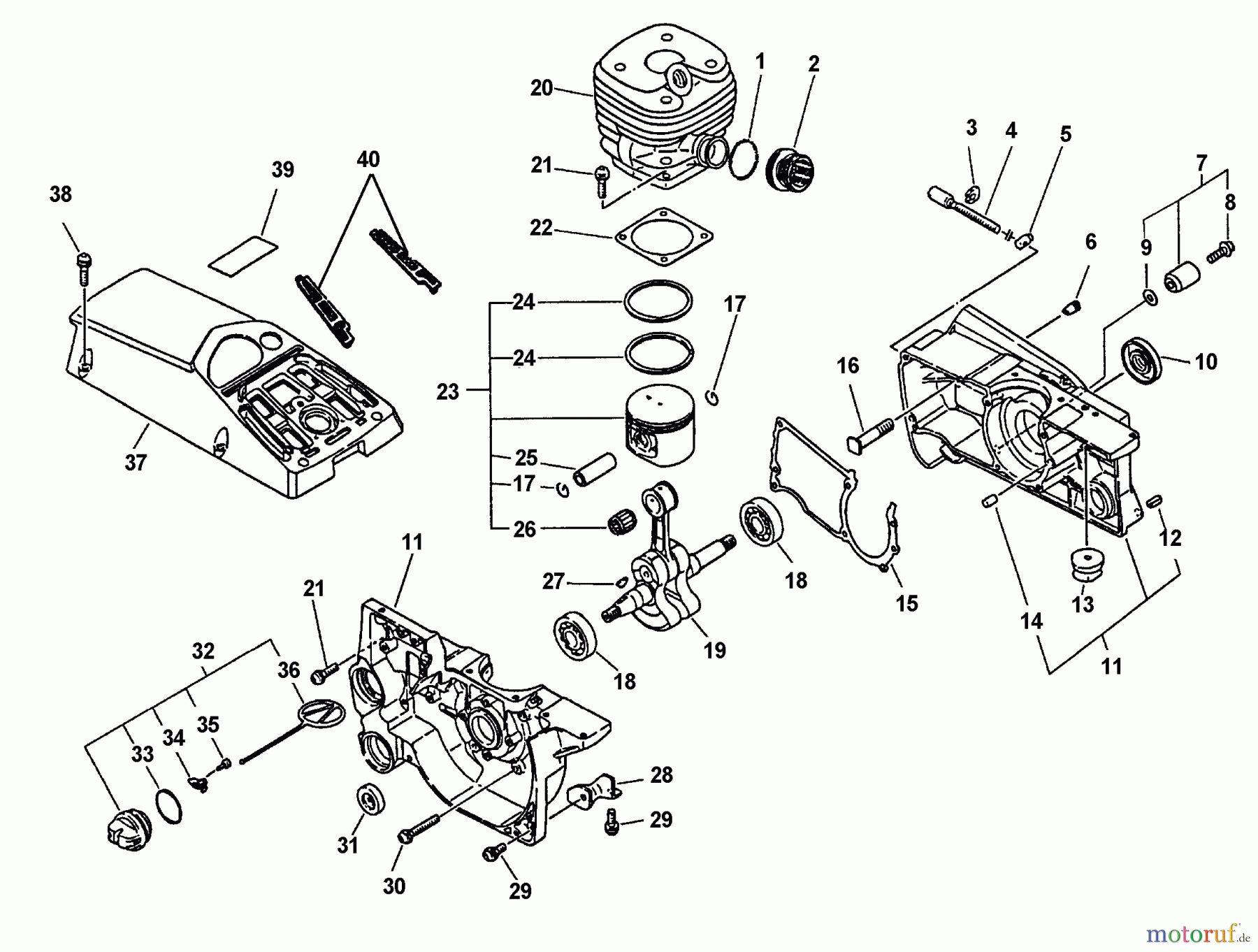 Echo Rettungssäge QV-6700 Engine, Crankcase, Cylinder, Piston