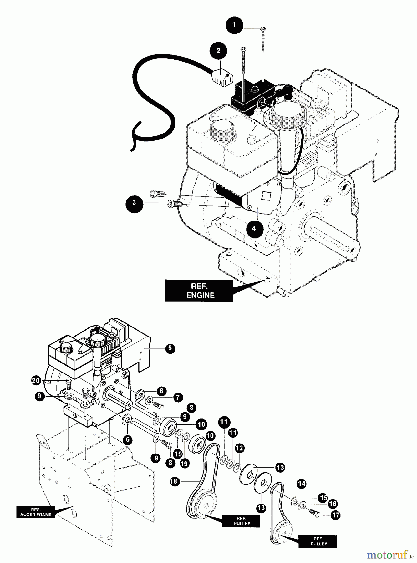  Echo Schneefräsen ST-1033E - Echo Snow Thrower Engine, Starter, Pulleys
