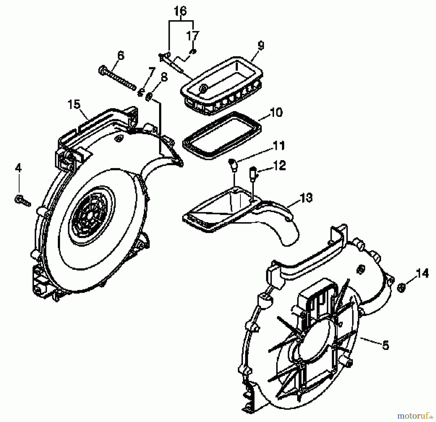 Echo Pflanzenschutzspritzen DM-4610 - Echo Duster/Mister, S/N: D02936001001 - D02936999999 Fan Case, Lower Tank