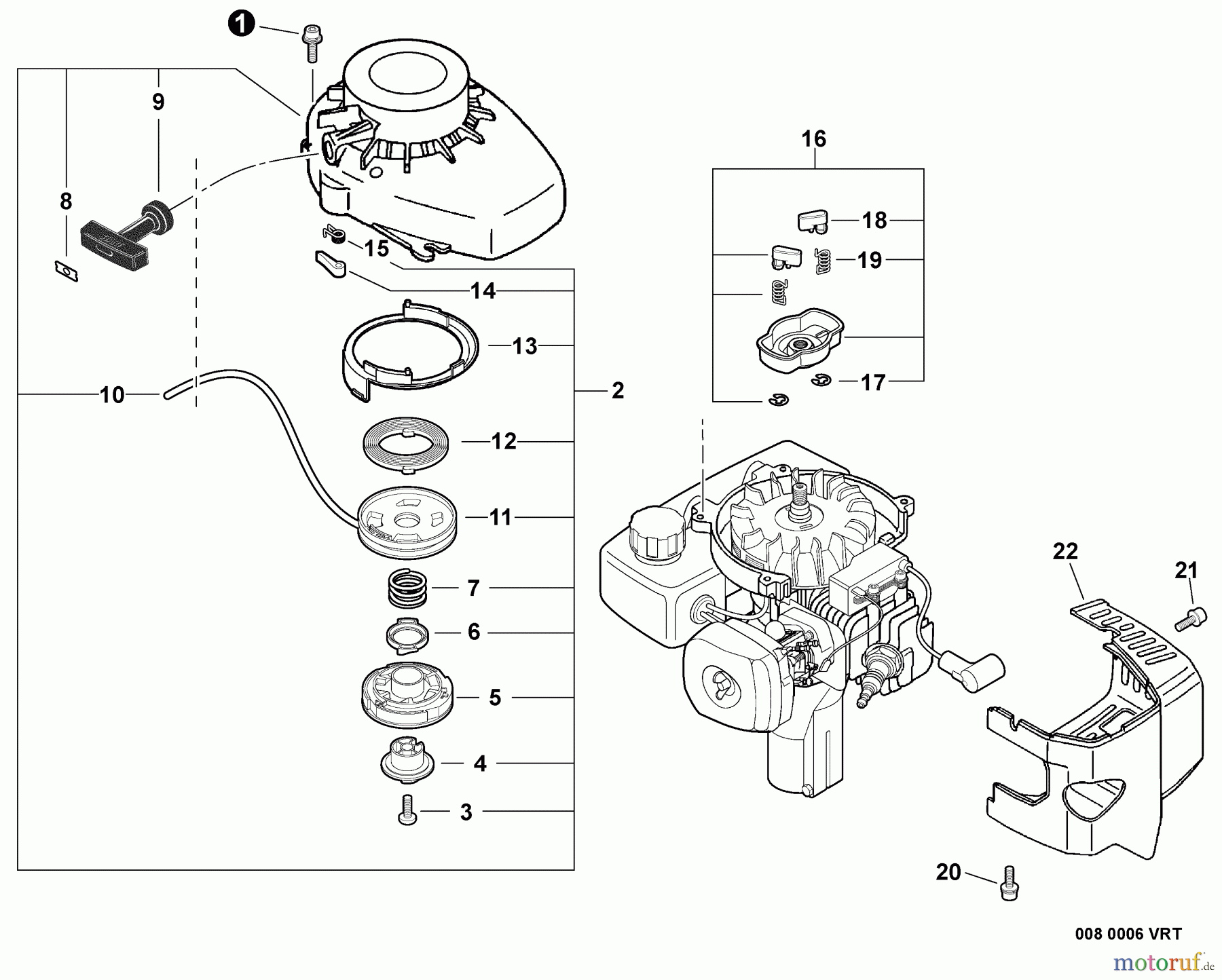  Echo Motorhacken / Kultivierer TC-210i - Echo Tiller/Cultivator, S/N: 10001001 - 10999999 Engine Cover, Starter