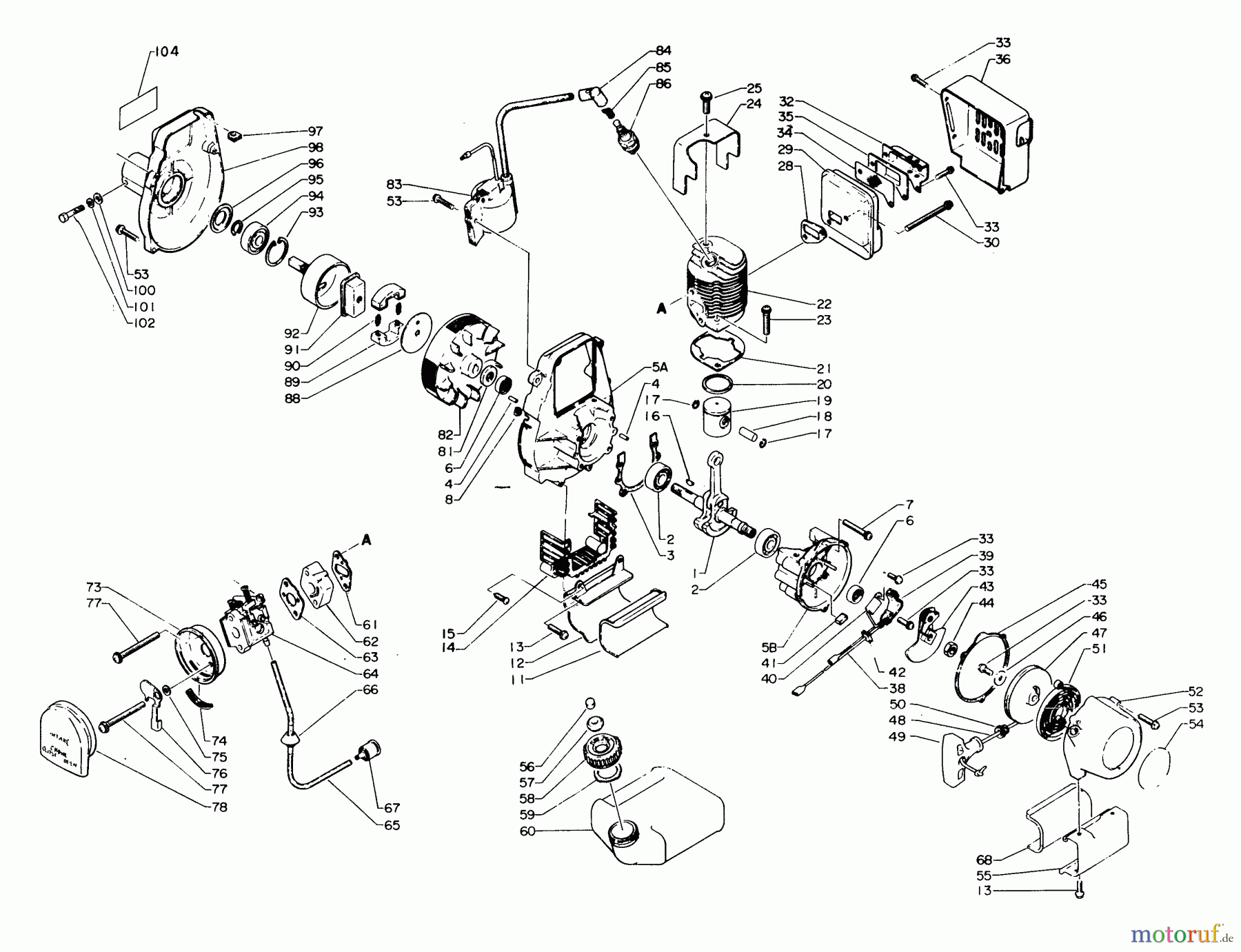  Echo Trimmer, Faden / Bürste GT-160 - Echo String Trimmer Engine, Crankcase, Fan Housing, Starter, Ignition, Clutch