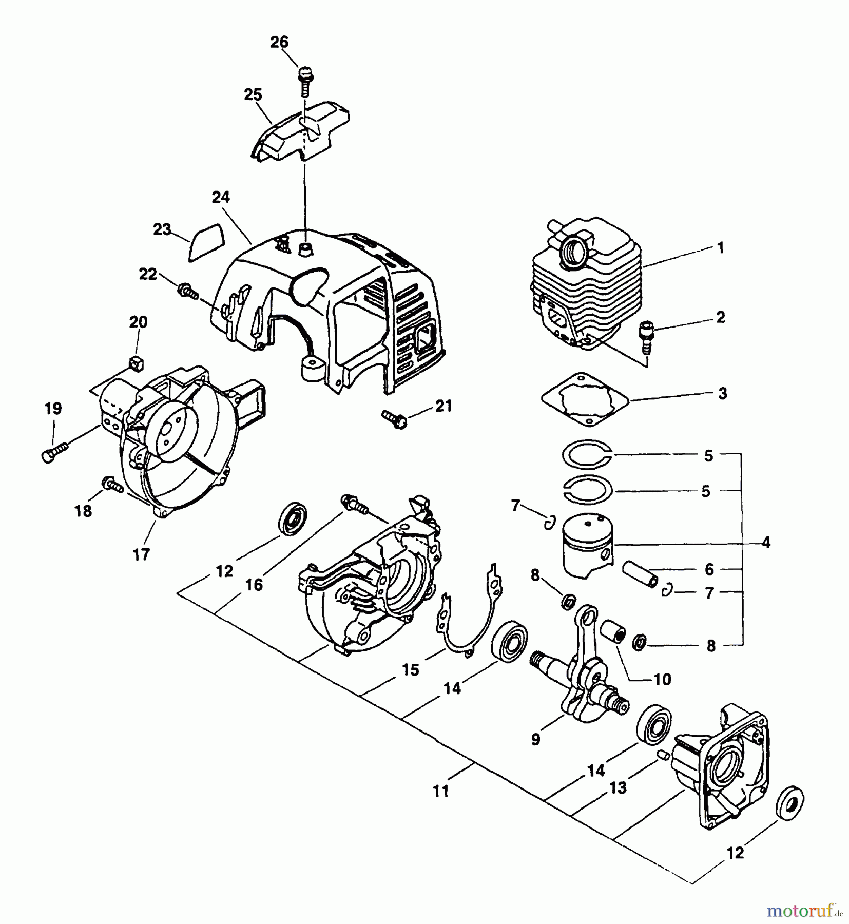 Echo Trimmer, Faden / Bürste GT-2000SB - Echo String Trimmer (Type 1E) Engine, Fan Housing, Cover