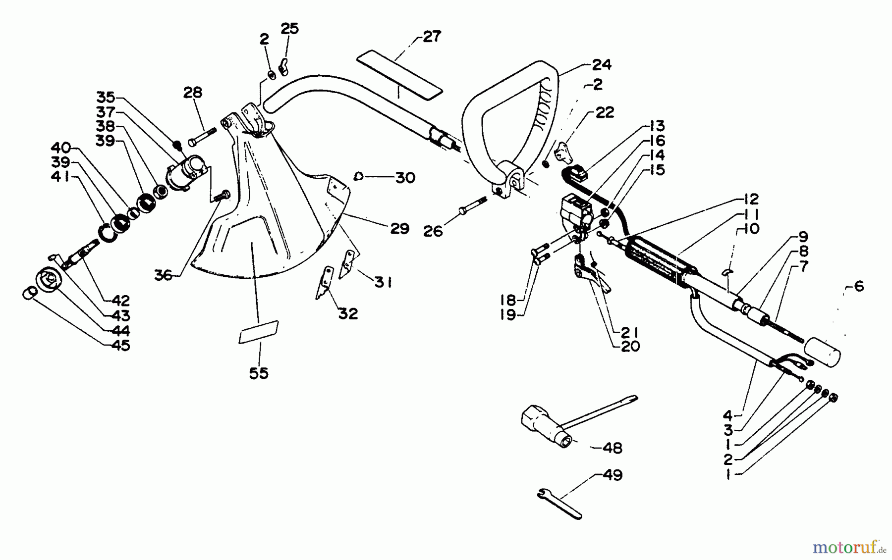 Echo Trimmer, Faden / Bürste GT-200CE - Echo String Trimmer Driveshaft, Handles, Throttle, Stop Switch, Shield, Gear Case, Tools