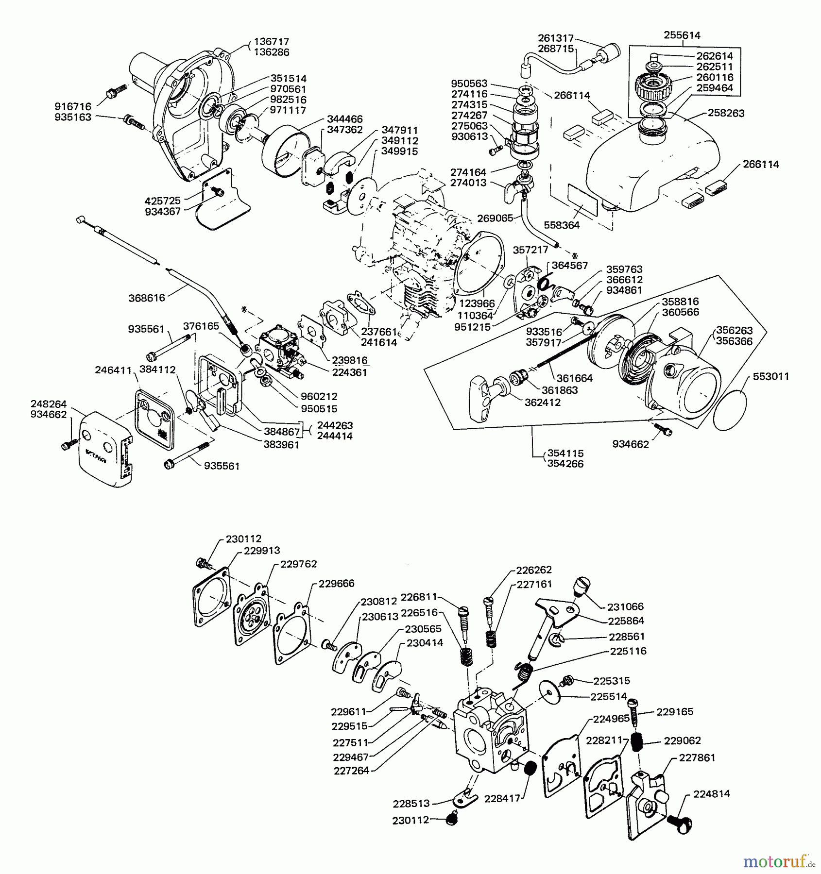  Echo Trimmer, Faden / Bürste GT-140 - Echo String Trimmer Clutch, Exhaust, Fan Case, Fuel System, Intake, Starter