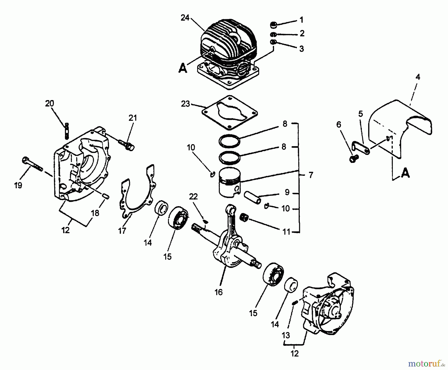 Echo Bläser / Sauger / Häcksler / Mulchgeräte PB-400E - Echo Back Pack Blower, Type 1E S/N 001001 & Up Engine, Crankcase (06/96)