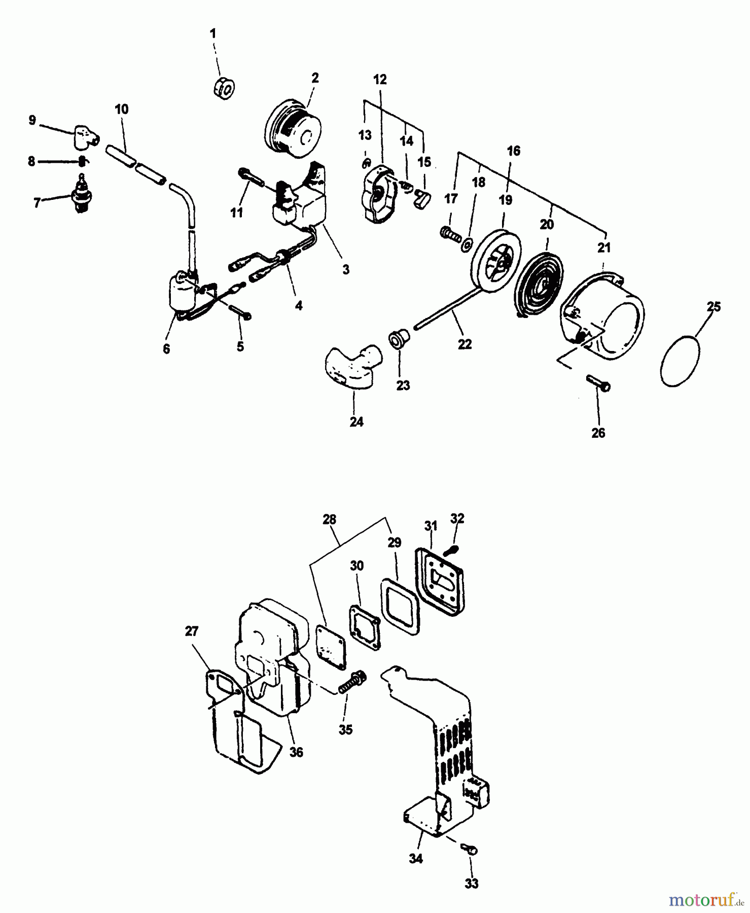  Echo Bläser / Sauger / Häcksler / Mulchgeräte	 PB-400E - Echo Back Pack Blower, Type 1E S/N 001001 & Up Ignition, Starter, Exhaust