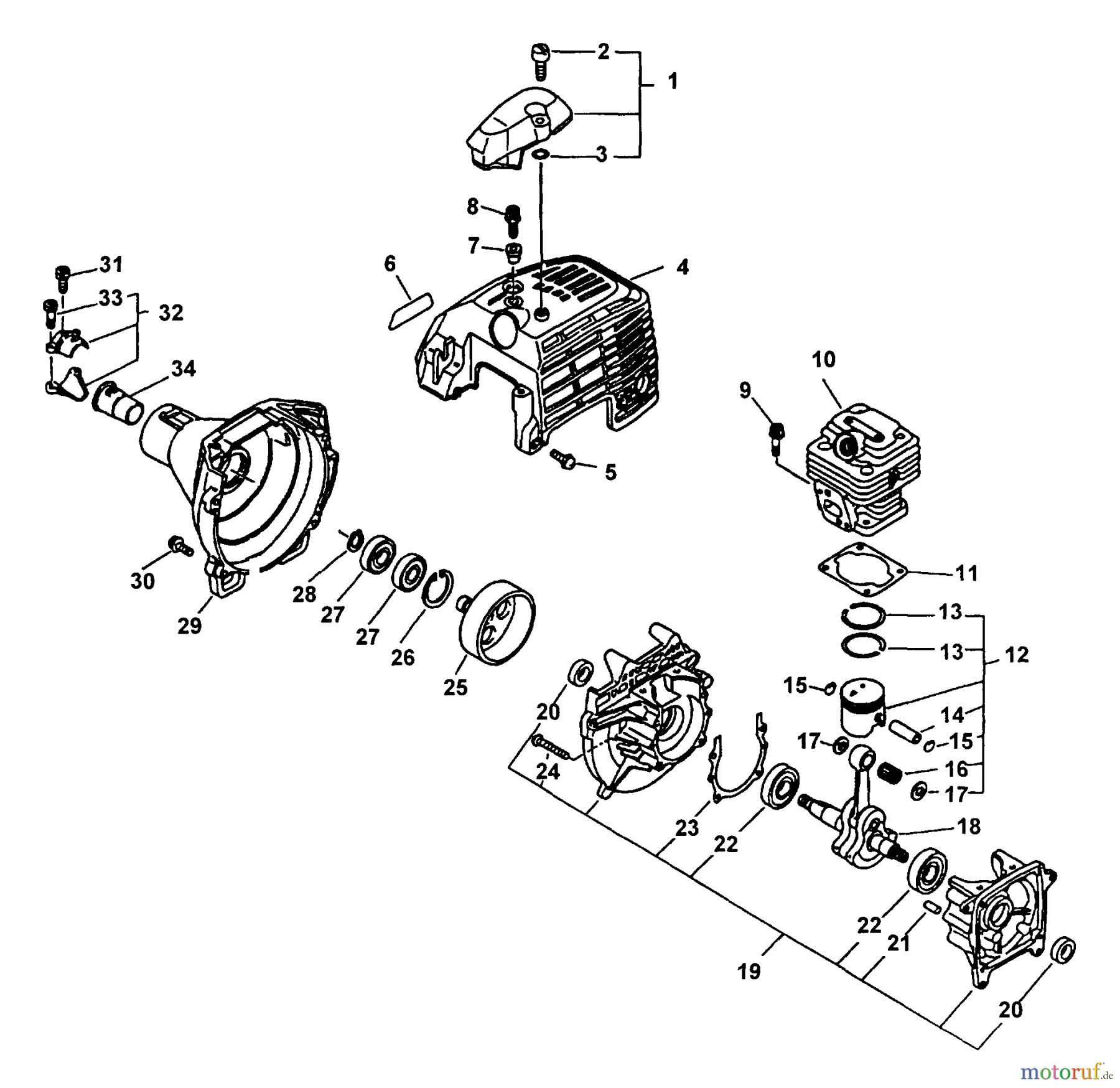  Echo Trimmer, Faden / Bürste SRM-3110 - Echo String Trimmer (Type 2E) Engine, Fan Housing