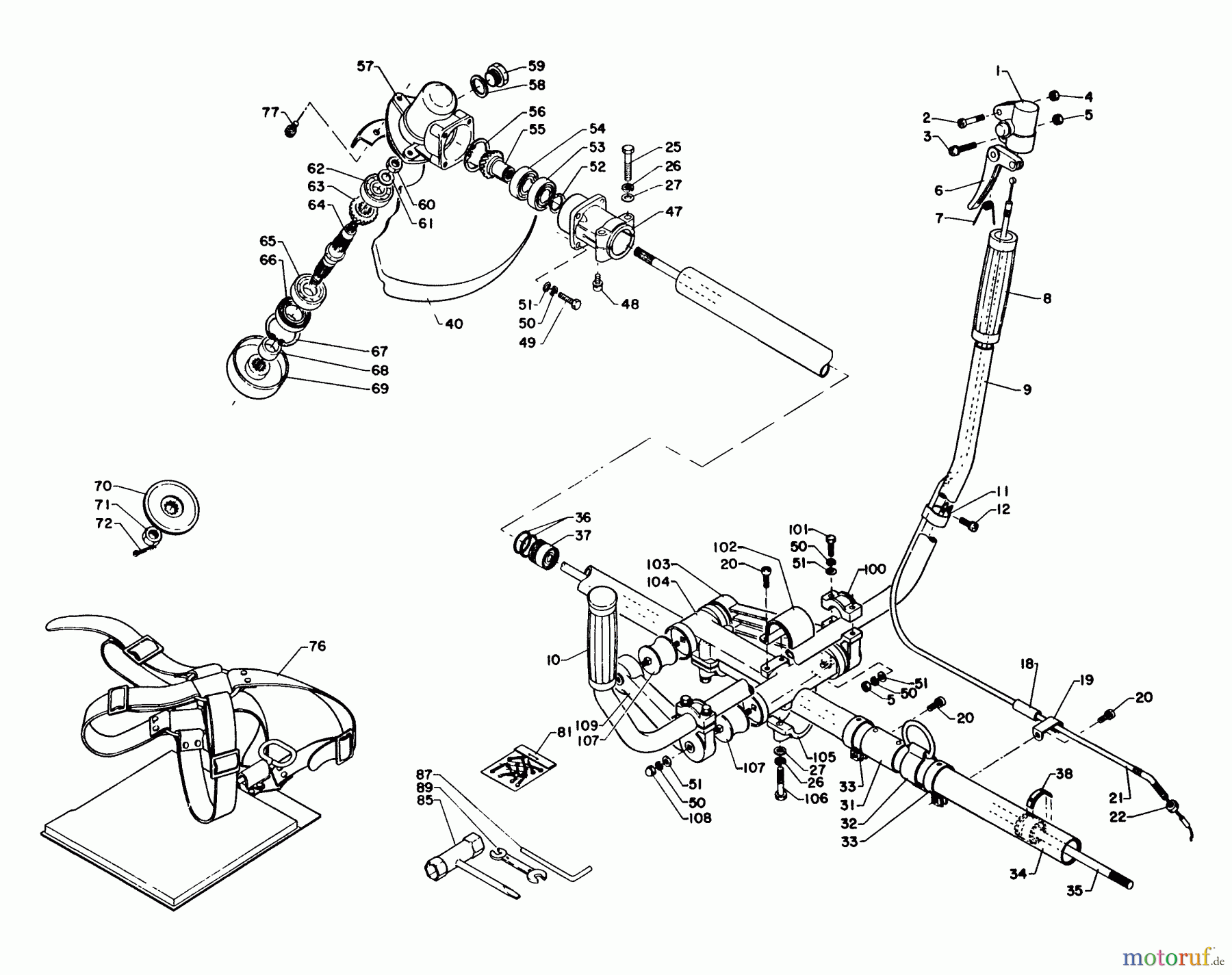 Echo Trimmer, Faden / Bürste SRM-400E - Echo String Trimmer Driveshaft, Handles, Gear Case, Throttle, Harness, Tools
