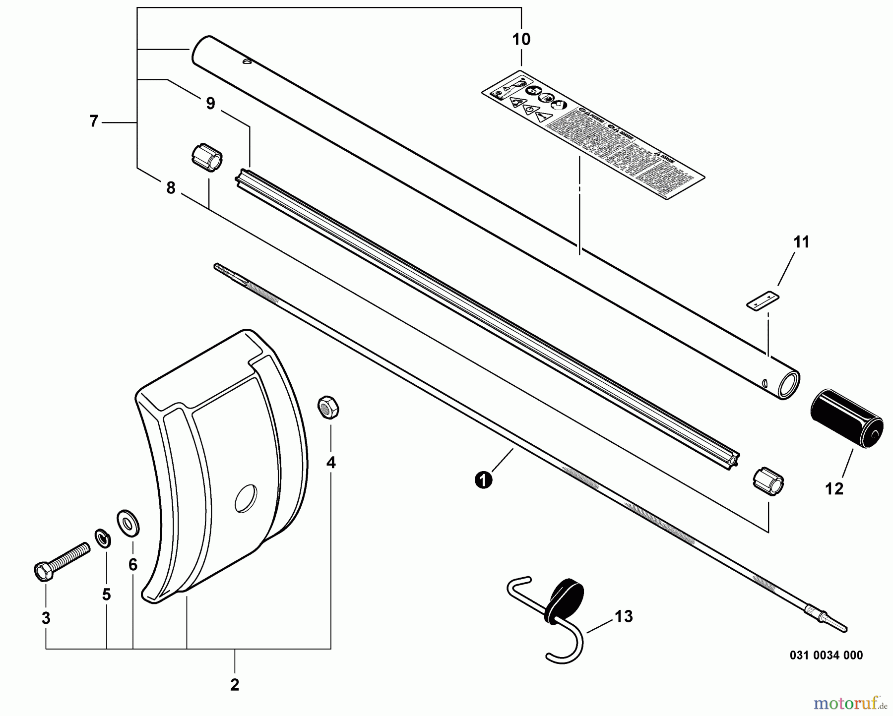 Echo Trimmer Zubehör 99944200513 - Echo Cultivator Attachment Main Pipe Assembly, Shield