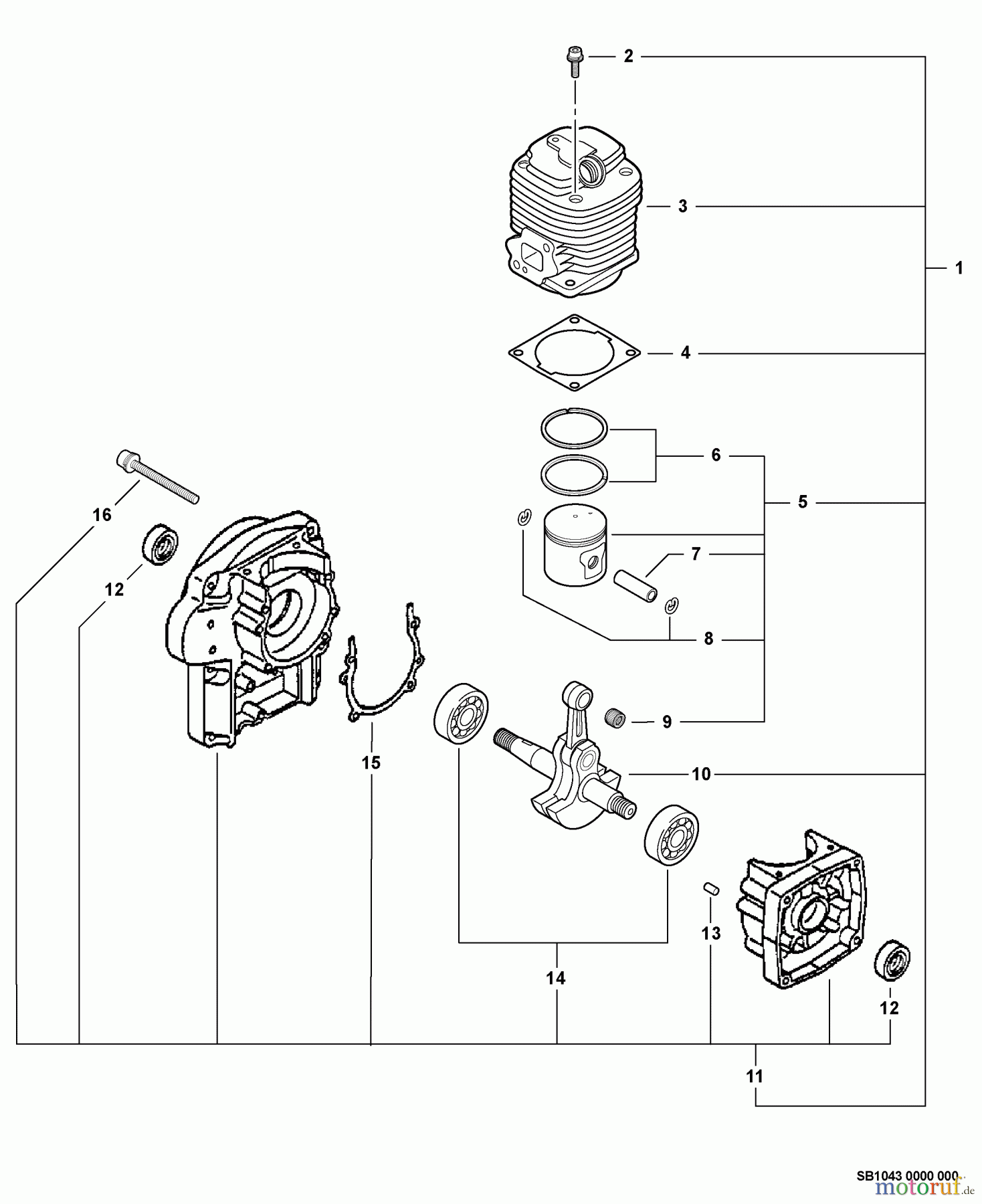  Echo Bläser / Sauger / Häcksler / Mulchgeräte	 PB-603 - Echo Back Pack Blower, S/N: 04001001 - 04999999 Engine, Short Block -- SB1043