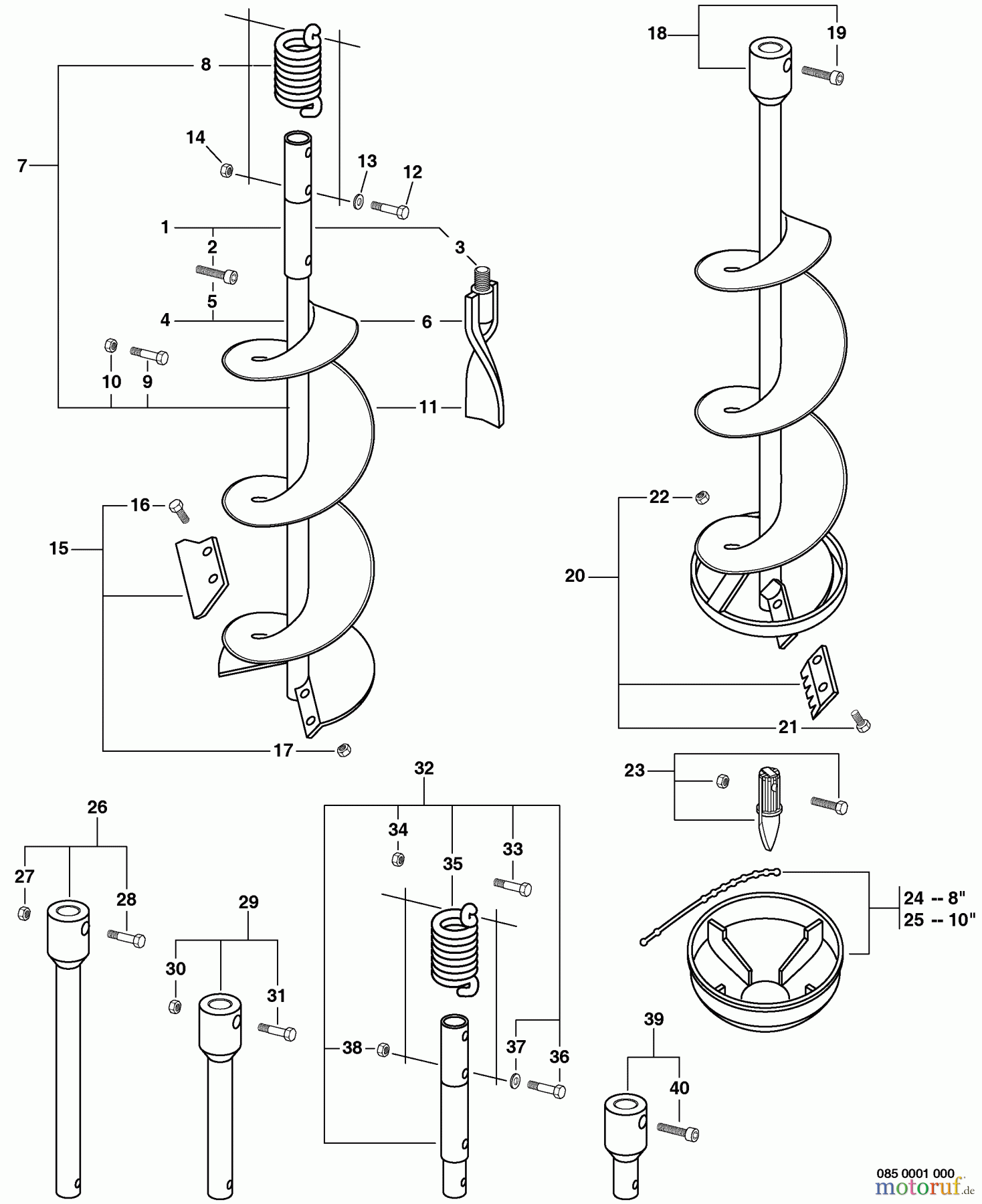 Echo Bohrer / Erdbohrer EA-500 - Echo Earth Auger, S/N: E02103001001 - E02103999999 Auger Bits