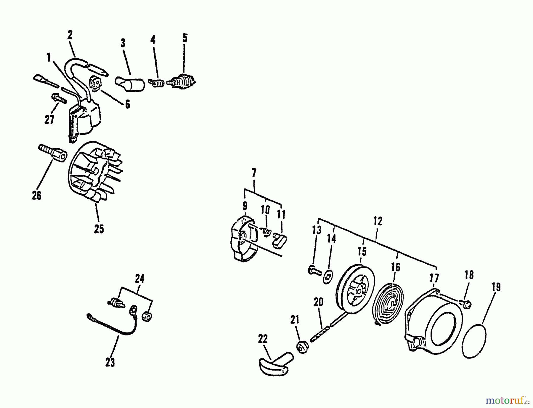  Echo Bläser / Sauger / Häcksler / Mulchgeräte	 ES-2000 - Echo Shredder/Vacuum, S/N: 001001 - 007941 Ignition, Starter