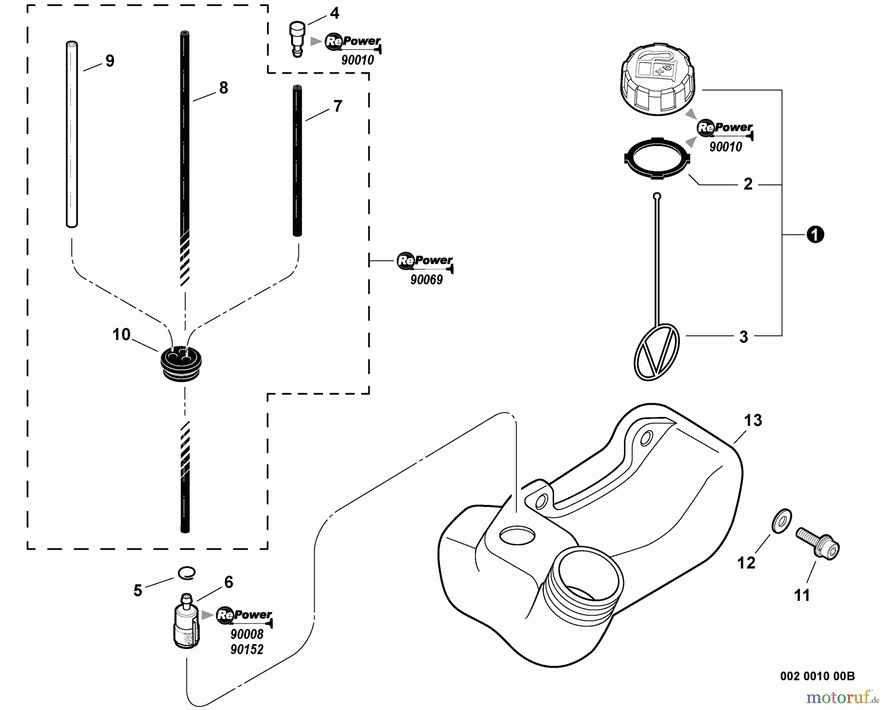  Echo Trimmer, Faden / Bürste GT-200R - Echo String Trimmer, S/N:- Echo String Trimmer, S65111001001 -- Echo String Trimmer, S65111999999 Fuel System