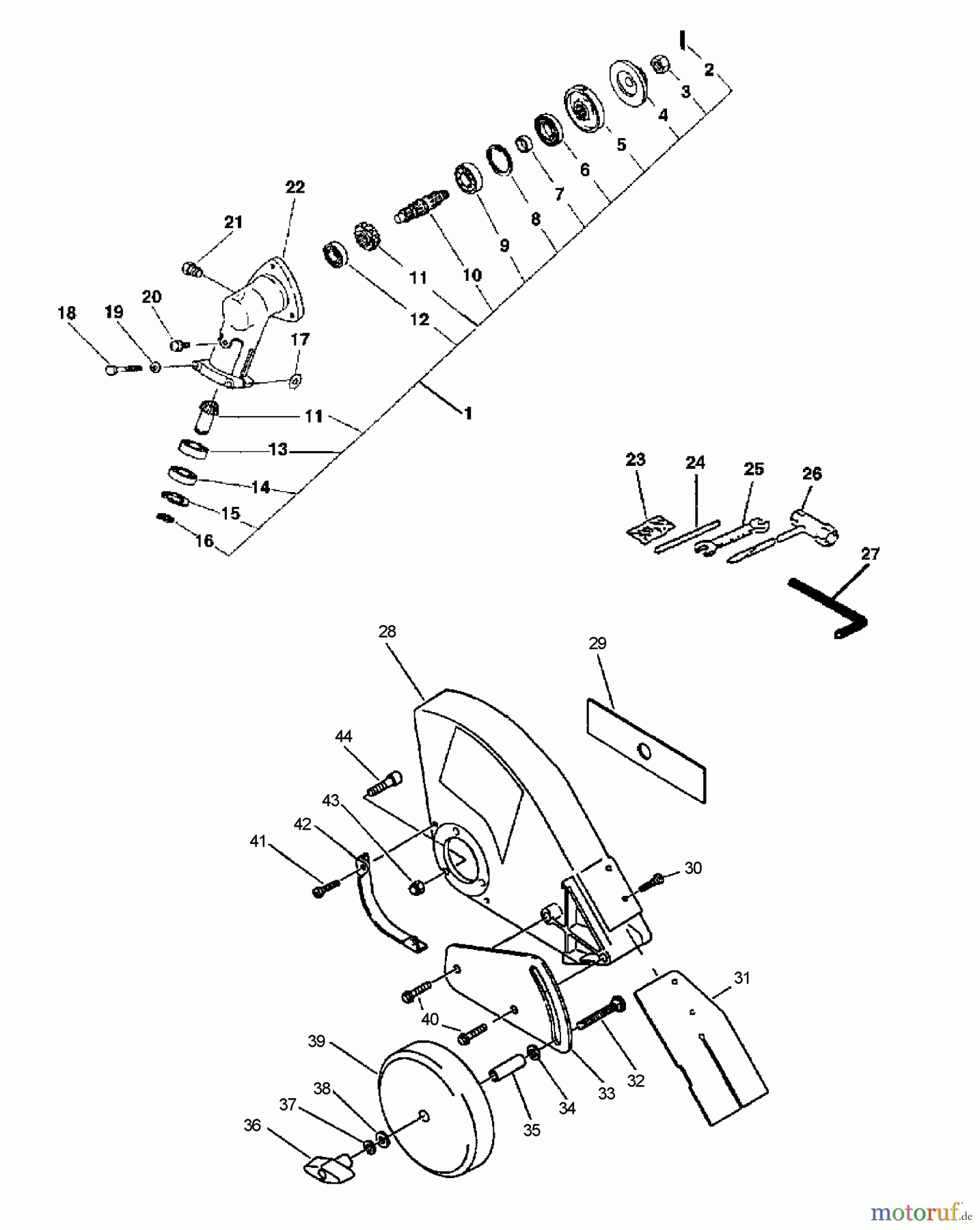 Echo Kantenschneider PE-2400 - Echo Edger (Type 1E) Gearcase, Shield, Tools