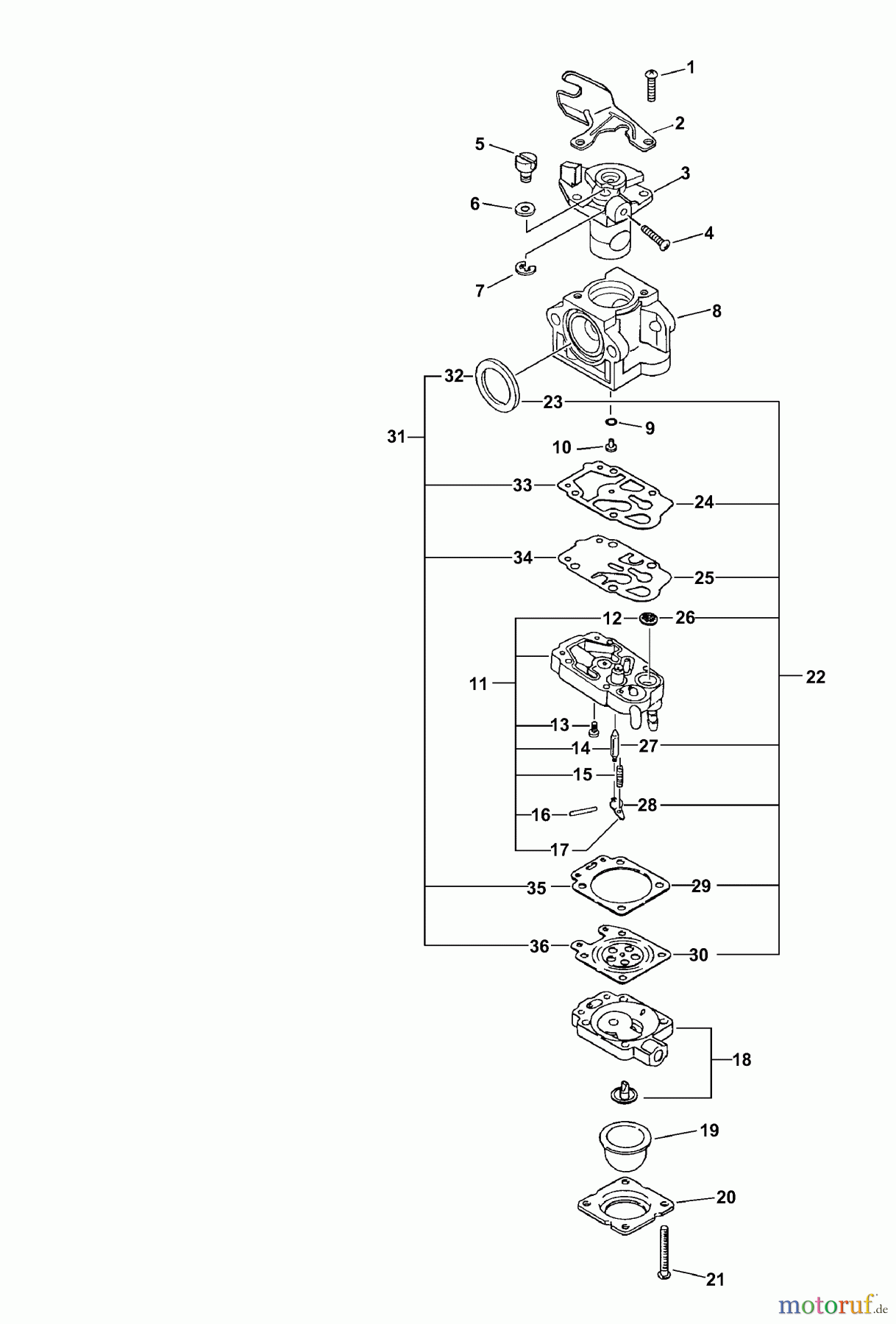  Echo Kantenschneider PE-260 - Echo Edger, S/N: 05001001 - 05999999 Carburetor -- WYJ-315  S/N: 05001001 - 05005743