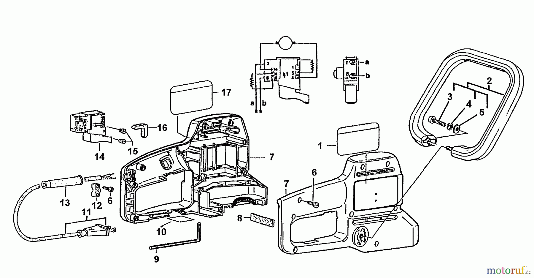  Echo Heckenscheren EHC-2000 - Echo Electric Hedge Trimmer Motor Housing, Switch, Cord, Handle