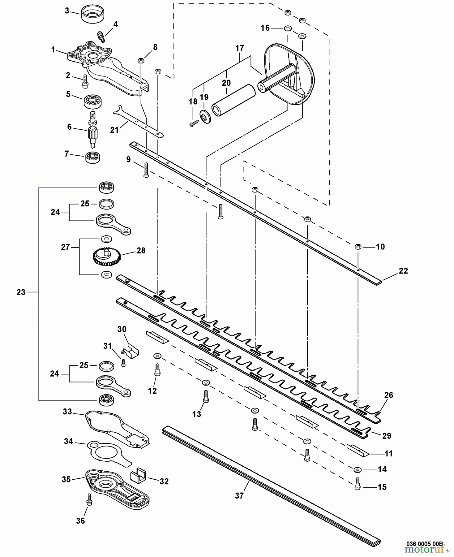  Echo Heckenscheren HC-235 - Echo Hedge Trimmer, S/N: S72312001001 - S72312999999 Gear Case, Blades, Front Handle