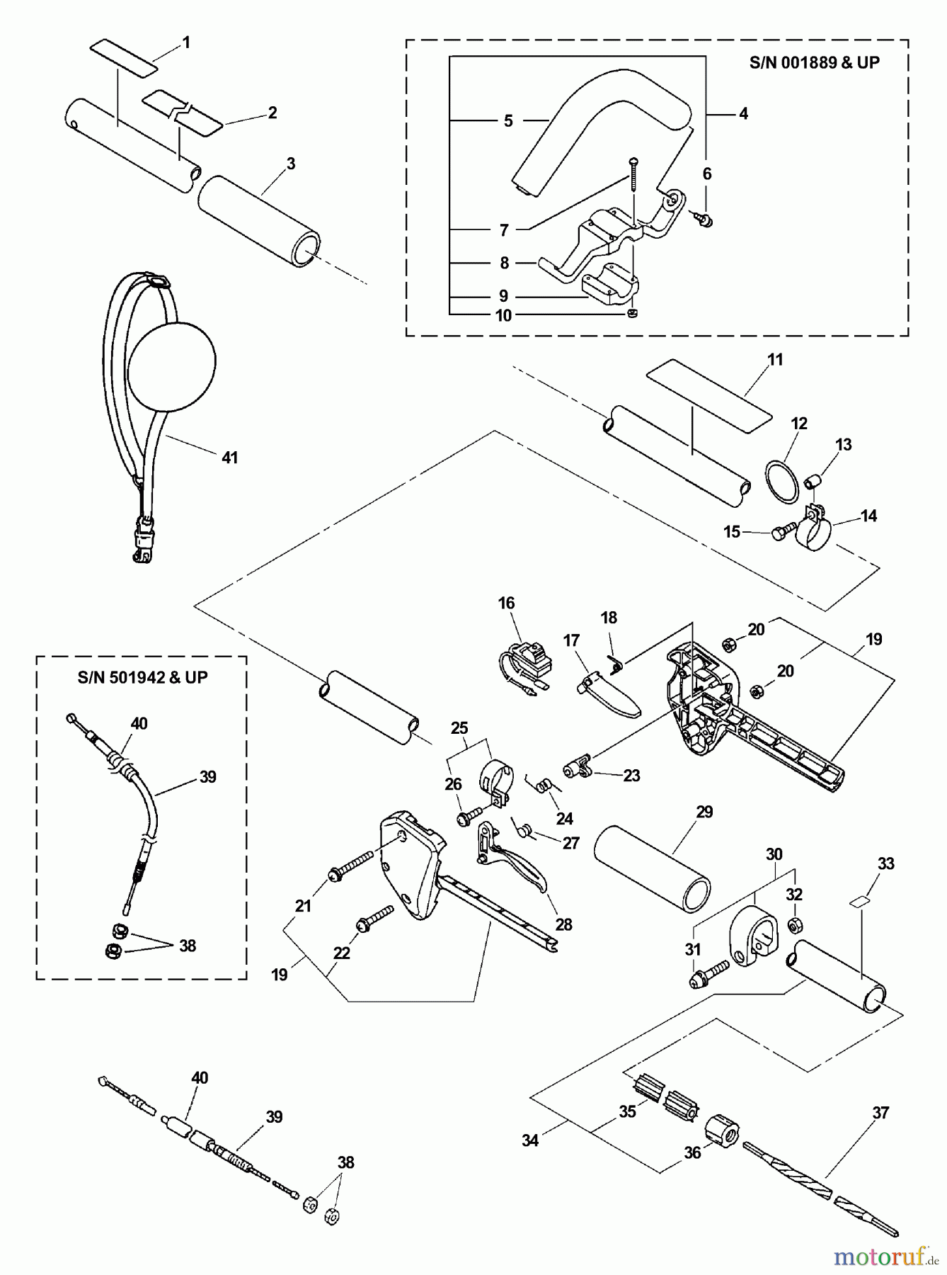 Echo Heckenscheren HCA-2400 - Echo Hedge Trimmer (Type 1E) Driveshaft, Handles, Ignition Switch, Throttle