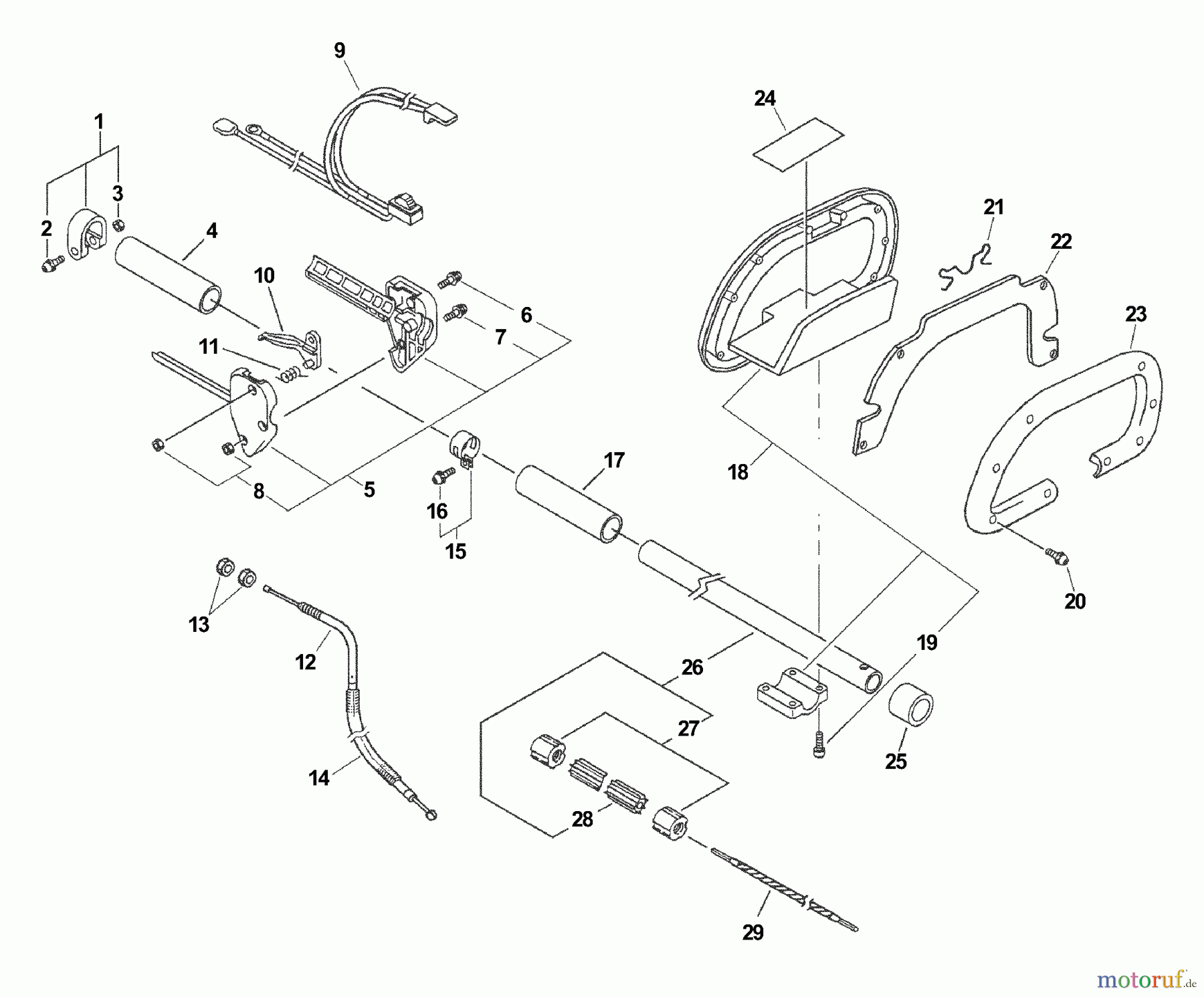  Echo Heckenscheren SHC-2100 - Echo Shaft Hedge Trimmer (Type 1) Driveshaft, Ignition Switch, Throttle Cable