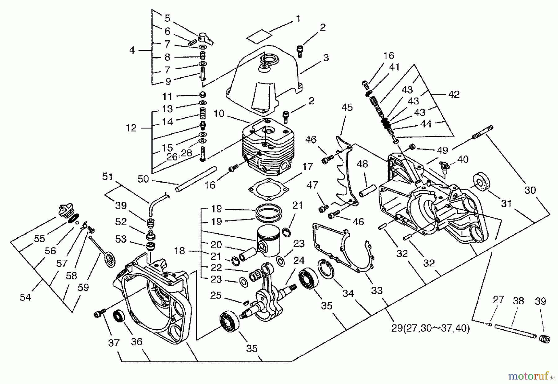  Echo Sägen, Kettensägen CS-1201 - Echo Chainsaw, Cylinder, Piston, Crankcase