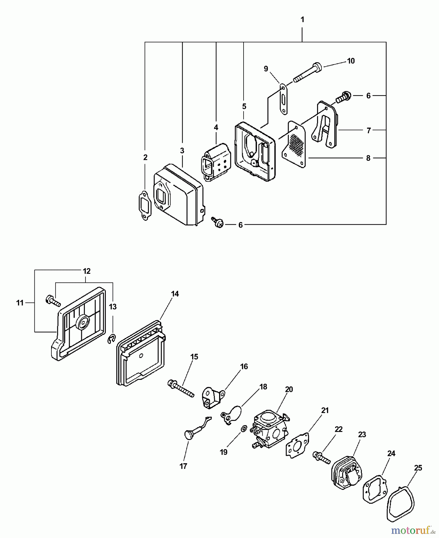  Echo Sägen, Kettensägen CS-3000 - Echo Chainsaw, S/N: 001001 - 999999 (Type 1) Intake, Exhaust