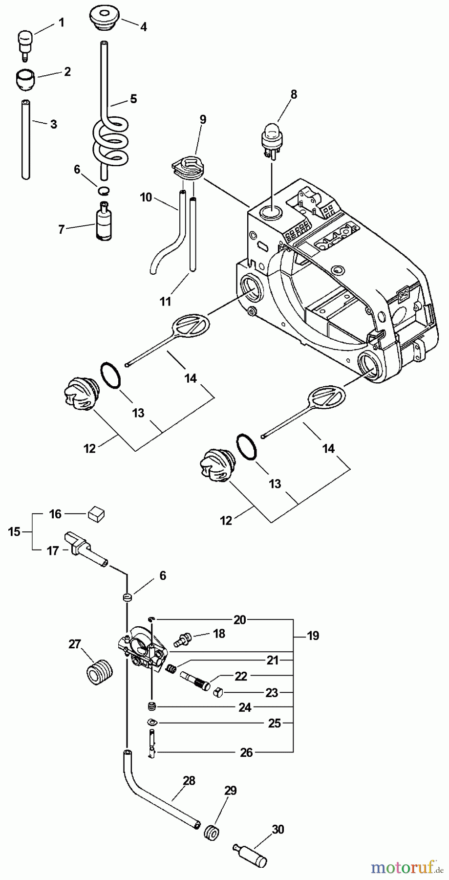  Echo Sägen, Kettensägen CS-340 - Echo Chainsaw, S/N: 03001001 - 03999999 Fuel System, Auto-Oiler System