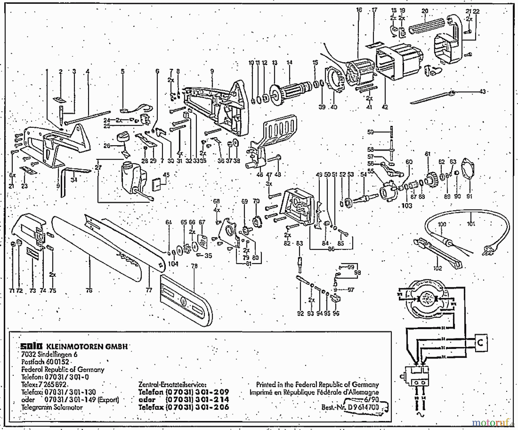  Solo by AL-KO Gartentechnik Kettensägen 614 ET 061990 Druck 9 614 700 06/1990 [SN: ET 061990 Druck 9 614 700] - 09/1991 [SN: ET 091991 Druck 9 614 701] Seite 1