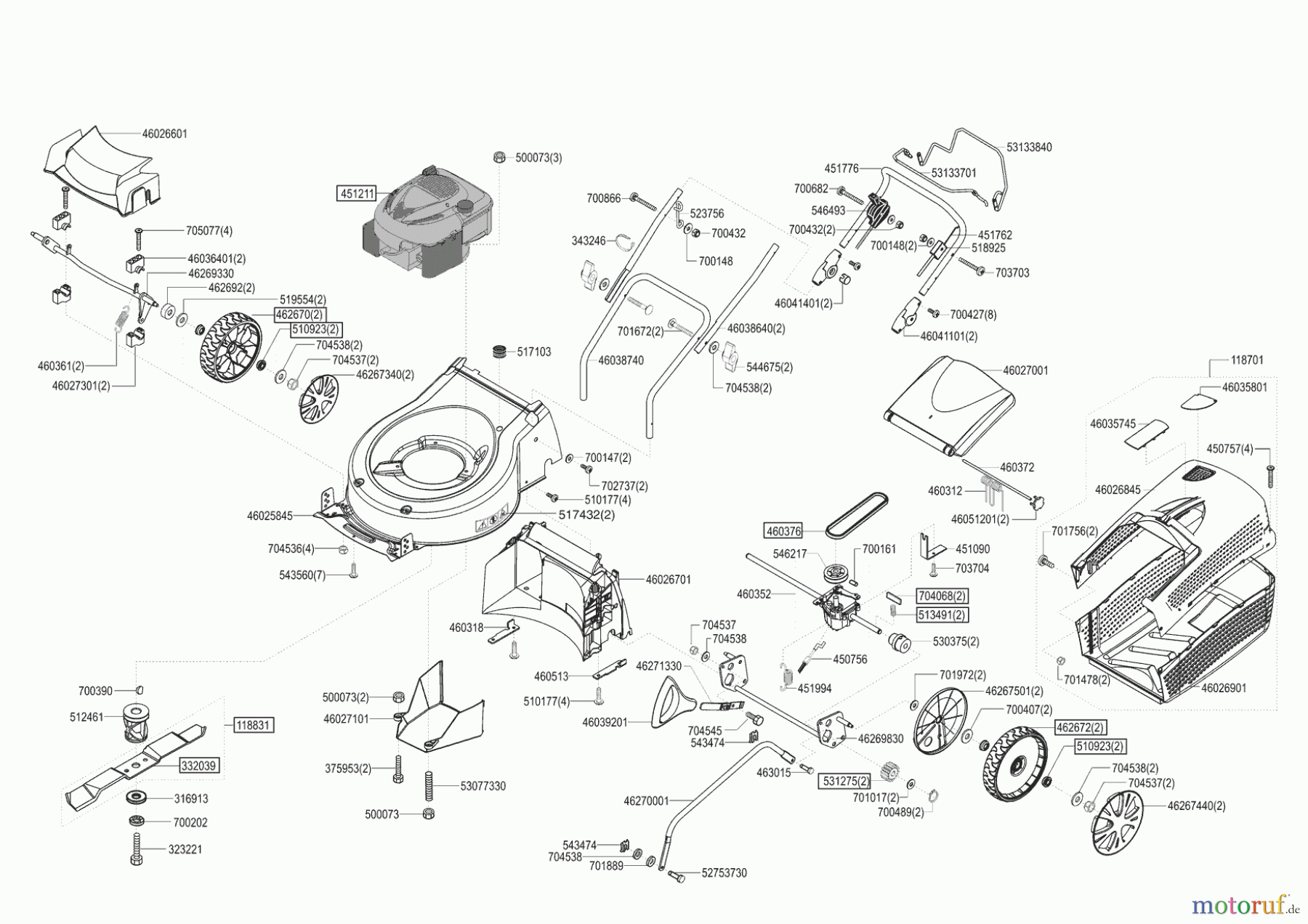  Migros Gartentechnik Benzinrasenmäher PROFI-LINE 47 BHR 12/2006 - 01/2008 Seite 1