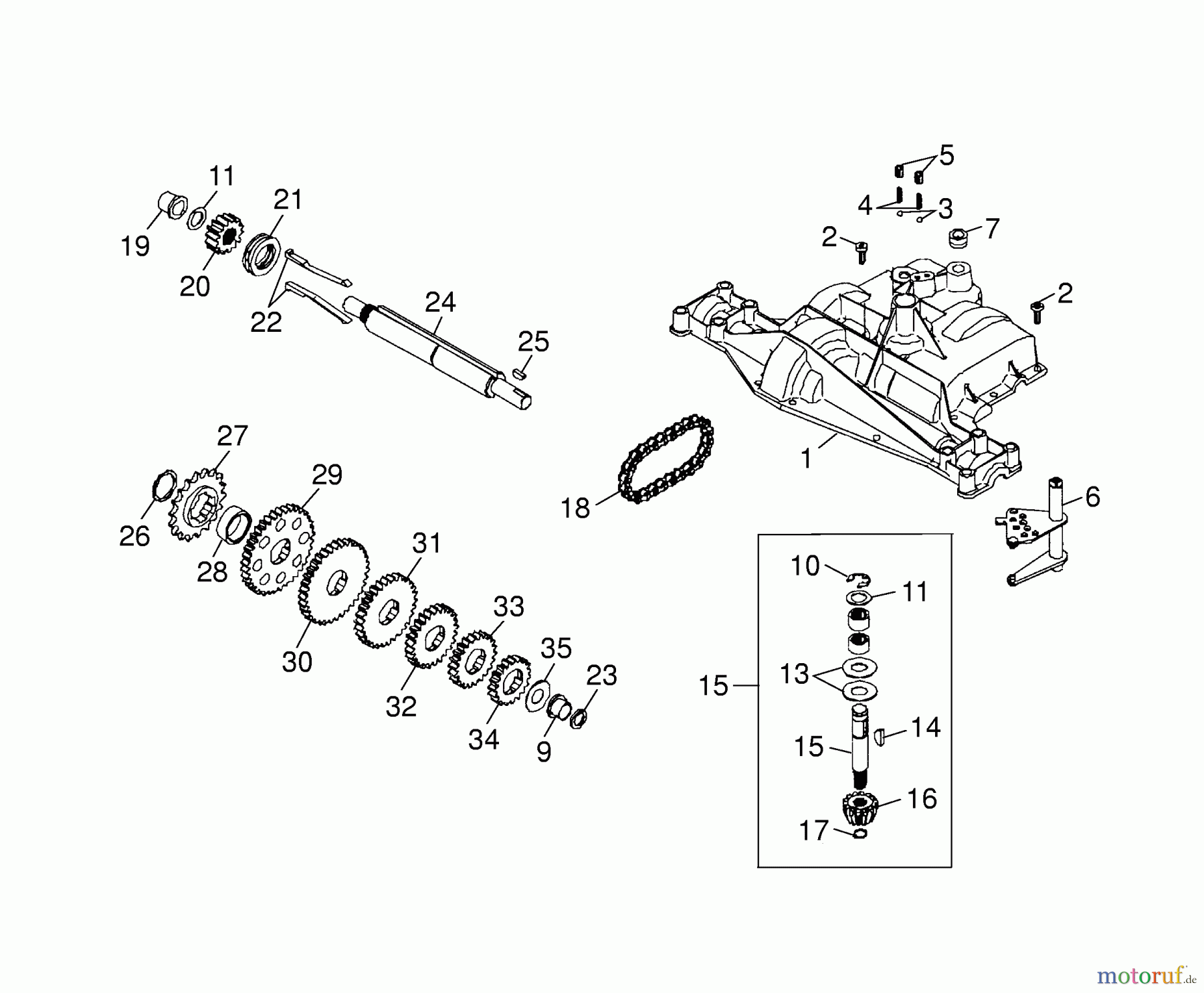  Wolf-Garten Rasentraktoren Trac OHV 6 6200000 Serie B  (2003) Getriebe