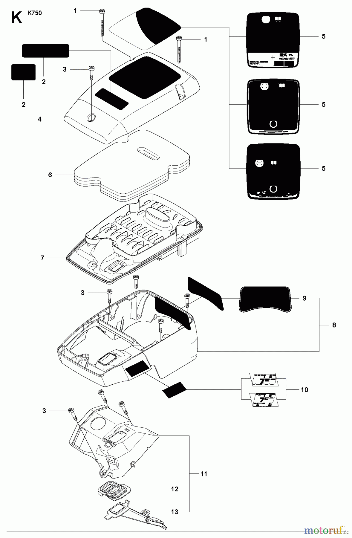  Trennschneider, Cut-Off K750, Rescue, Air Purge, Oil Guard, 2008-10 CYLINDER COVER