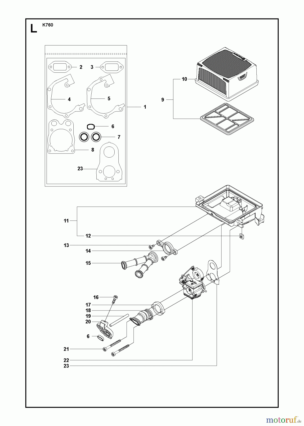  Trennschneider, Cut-Off K760 RESCUE, 2009-12 AIR FILTER