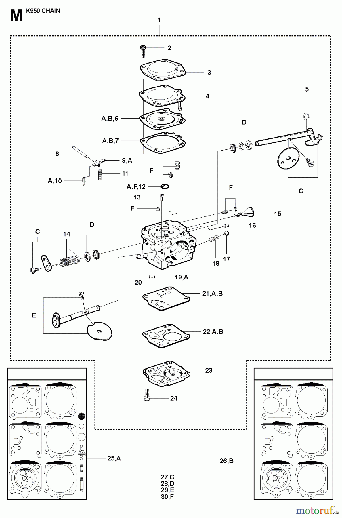  Trennschneider, Cut-Off K950 Chain, 2007-01 CARBURETOR DETAILS