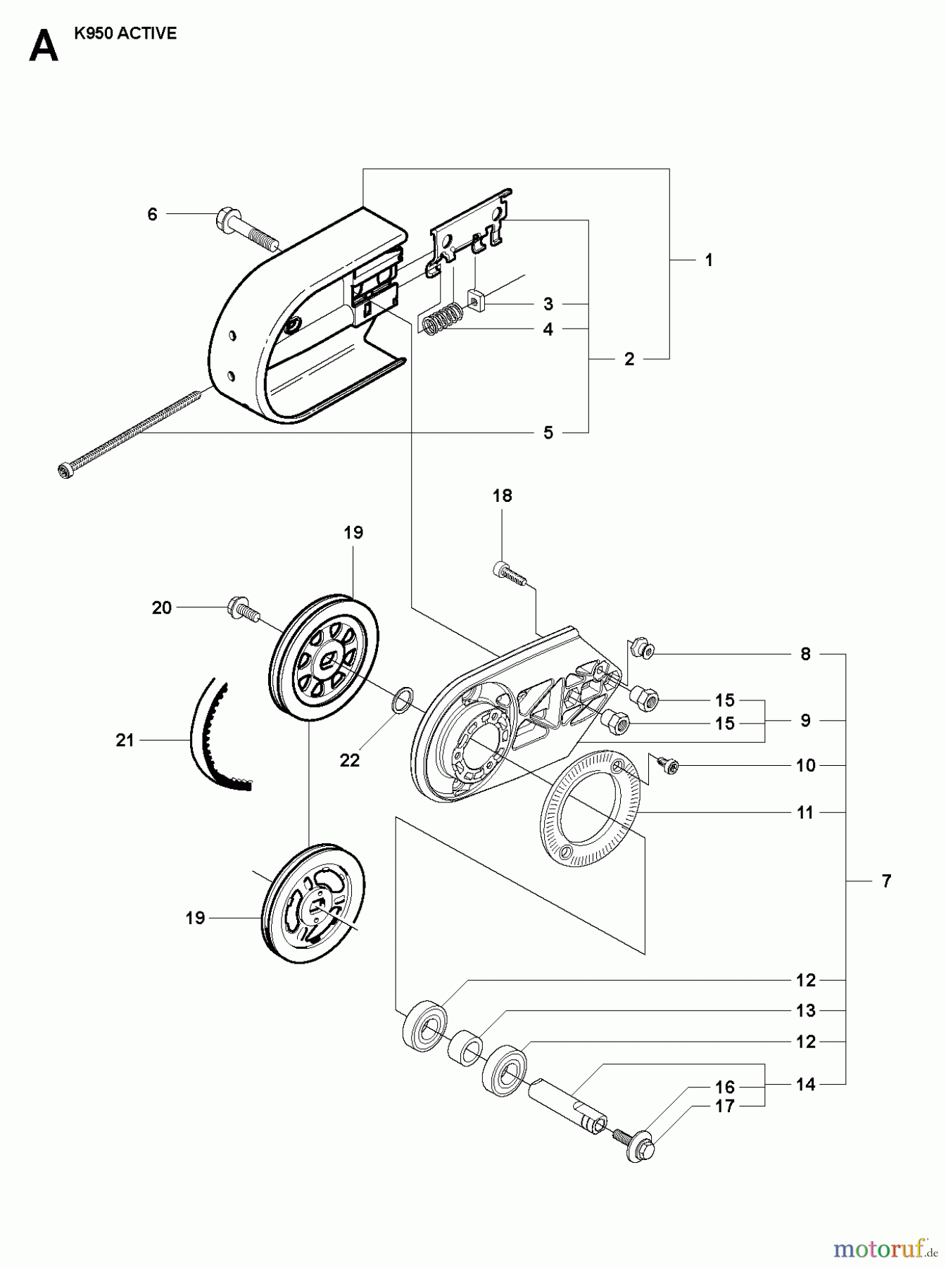 Trennschneider, Cut-Off K950 Rescue, 2007-01 BELT GUARD & PULLEY