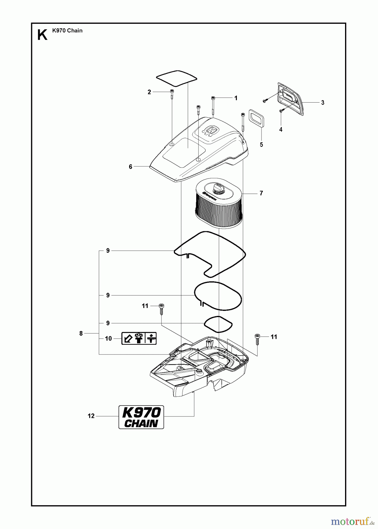  Trennschneider, Cut-Off K970 CHAIN, 2011-12 AIR FILTER