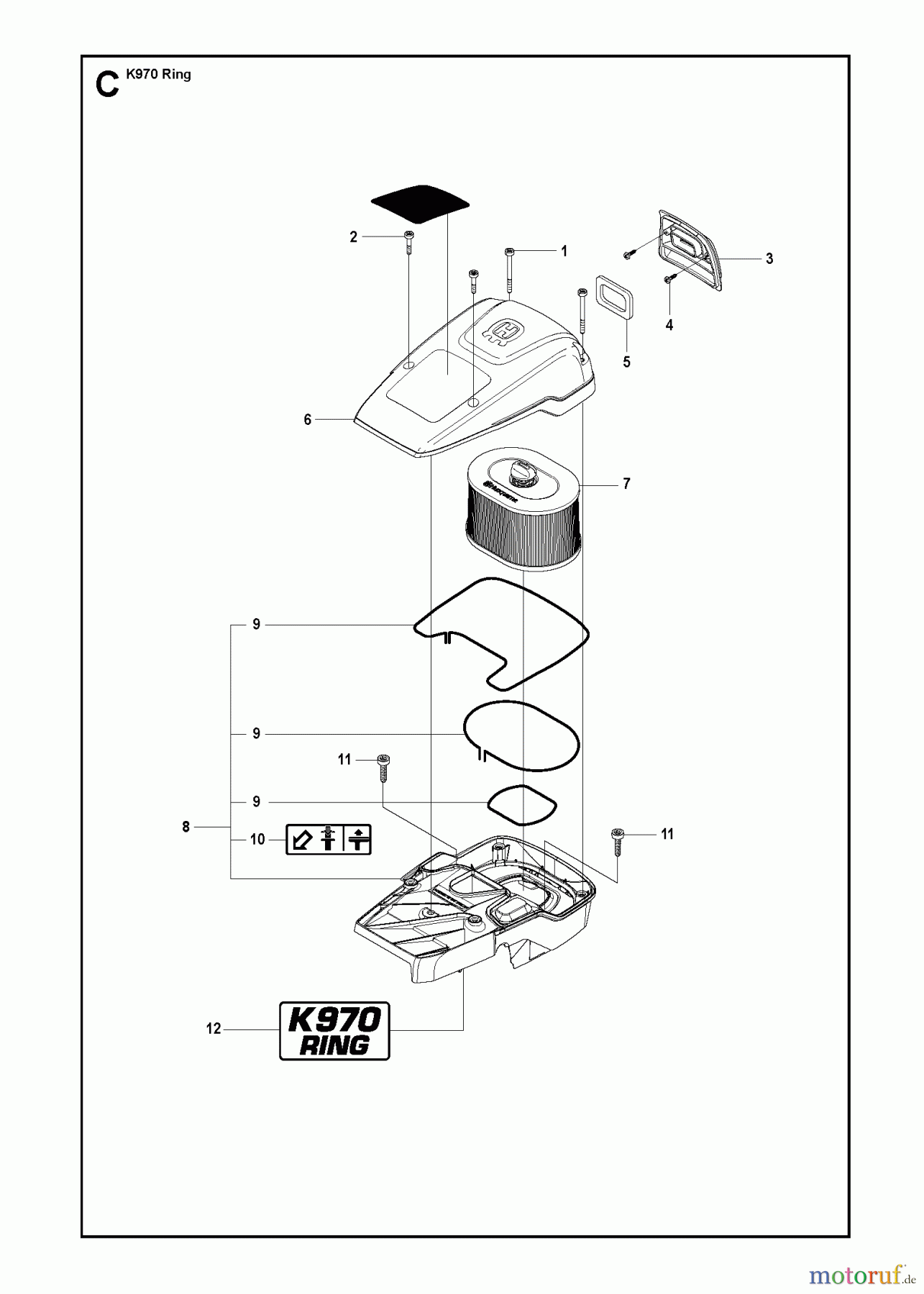 Trennschneider, Cut-Off K970 RING, 2011-12 AIR FILTER COVER