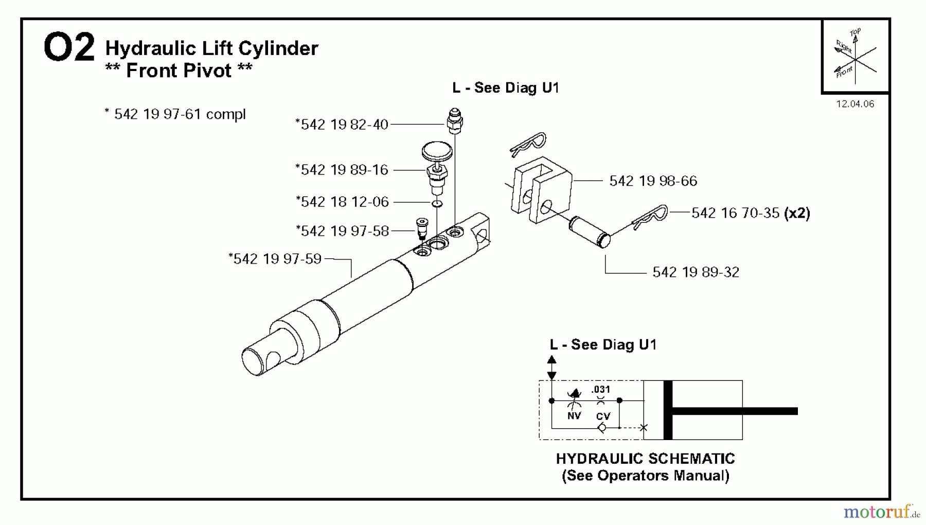  Trennschneider, Floor FS4800, 2006-44 Hydraulic Lift Cylinder, Front Pivot