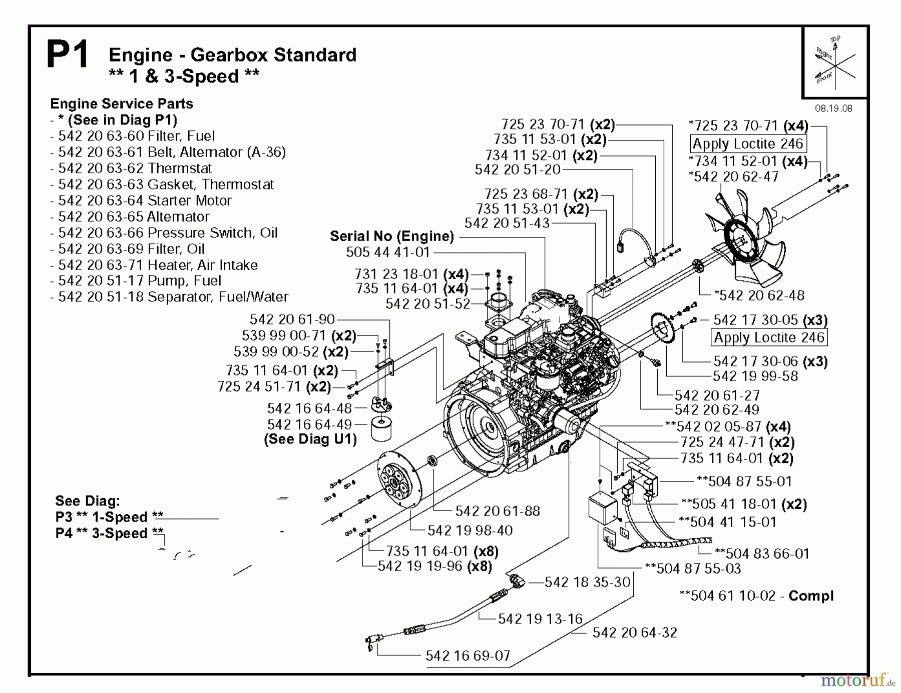  Trennschneider, Floor FS4800, 2008-01 Engine - Gearbox Standard, 1 & 3-Speed
