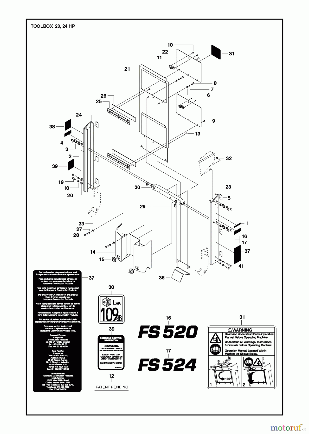 Trennschneider, Floor FS513/FS520/FS524, Valid for Machine numbers FS520-2150, FS524-1630 and forward, 2011-02 TOOLBOX #2