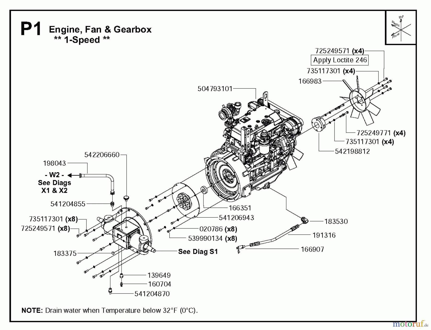  Trennschneider, Floor FS6600 JD T3, 2009-20 Engine, Fan & Gearbox - 1-Speed