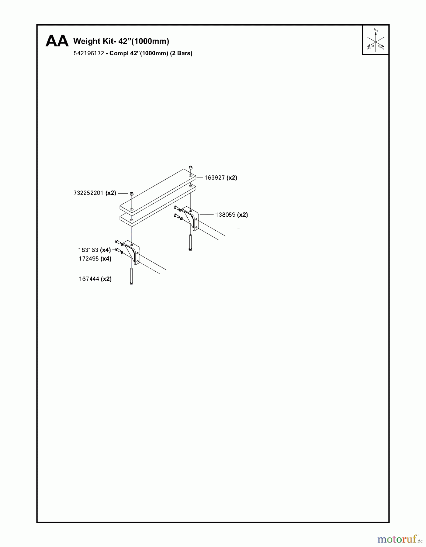 Trennschneider, Floor FS6600 JD T3, 2009-20 Weight Kit- 42
