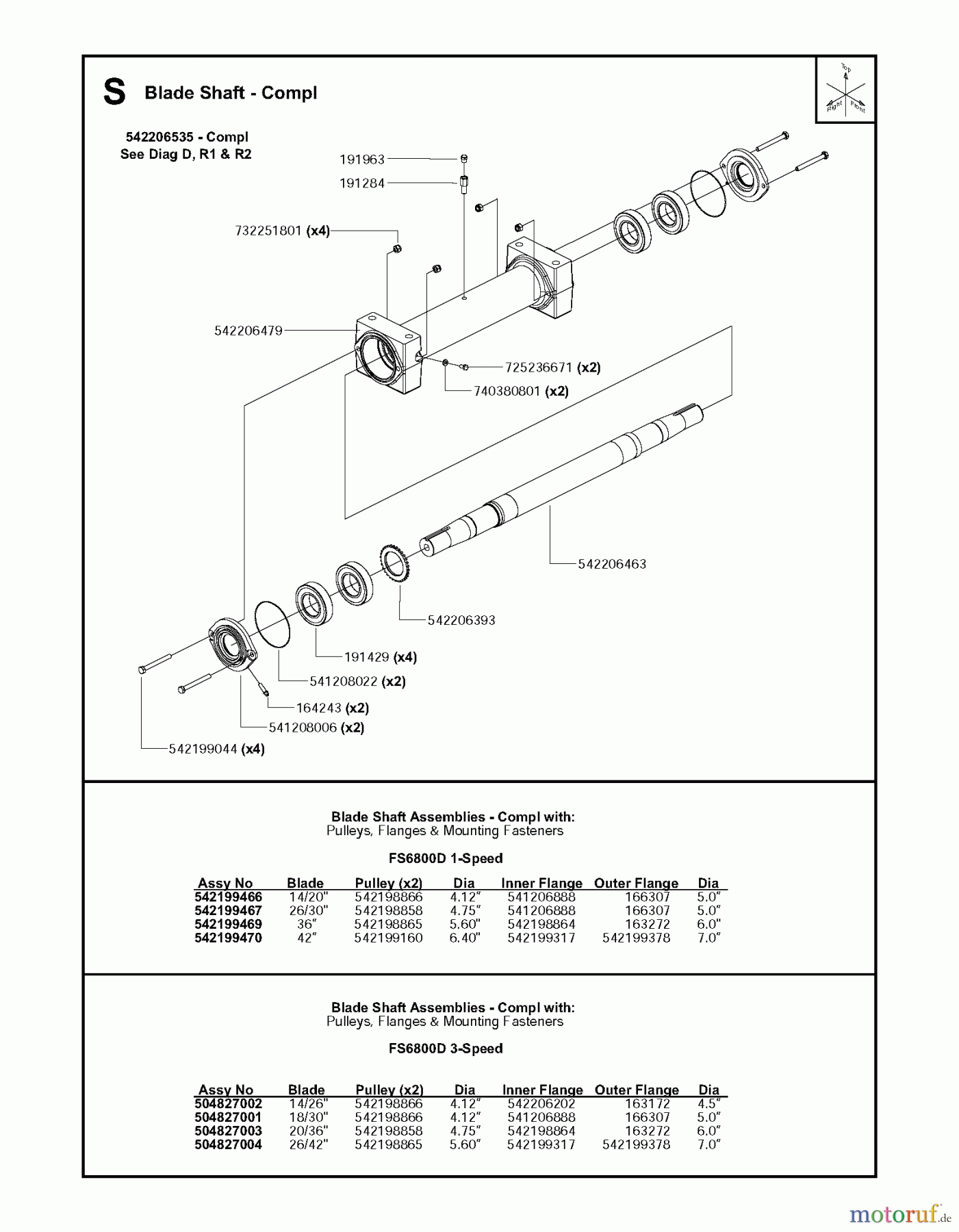  Trennschneider, Floor FS6800 YAN T3, 2009-10 Blade Shaft - Compl