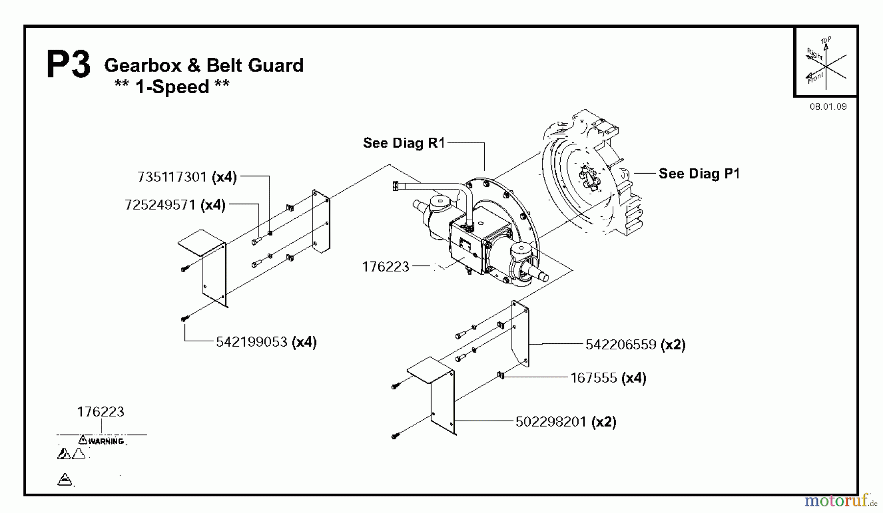 Trennschneider, Floor FS6800 YAN T3, 2009-10 Gearbox & Belt Guard, 1-Speed