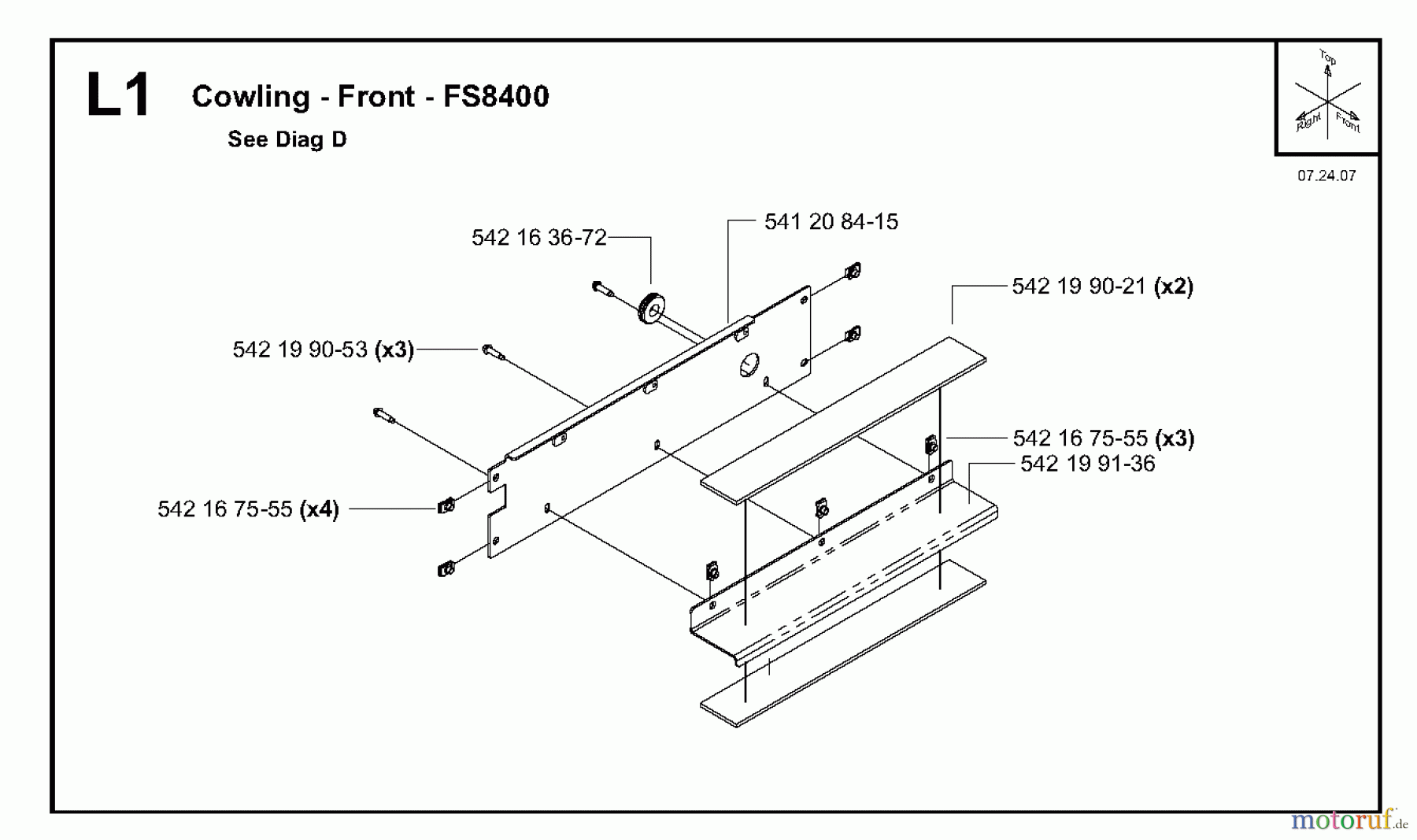Trennschneider, Floor FS8400, 2007-36 Cowling - Front