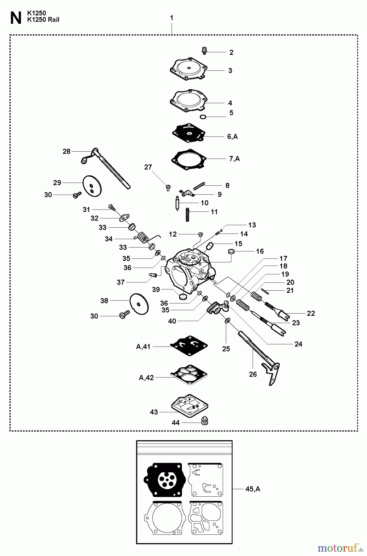  Trennschneider, Cut-Off K1250 RAIL, 2008-01 CARBURETOR DETAILS