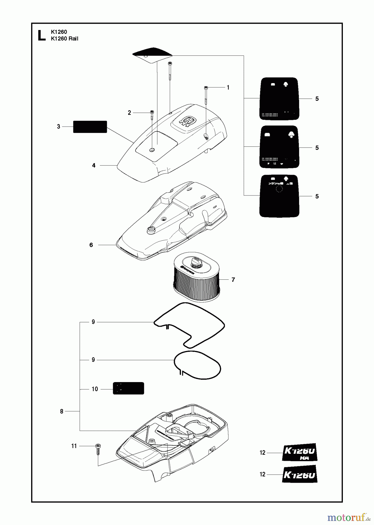  Trennschneider, Cut-Off K1260 Rail, 2010-10 AIR FILTER