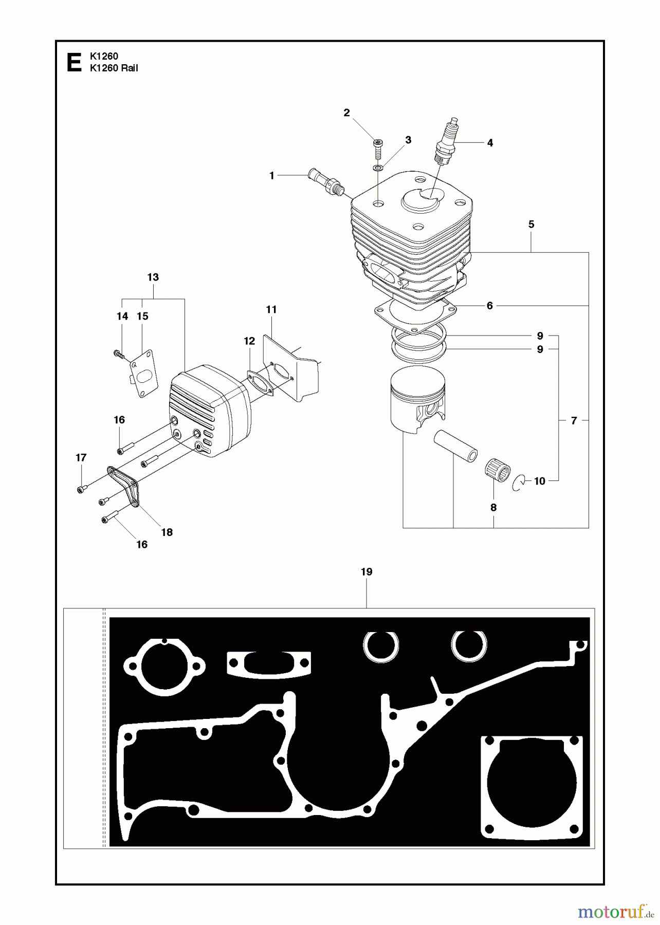 Trennschneider, Cut-Off K1260, 2010-10 CYLINDER, PISTON & MUFFLER