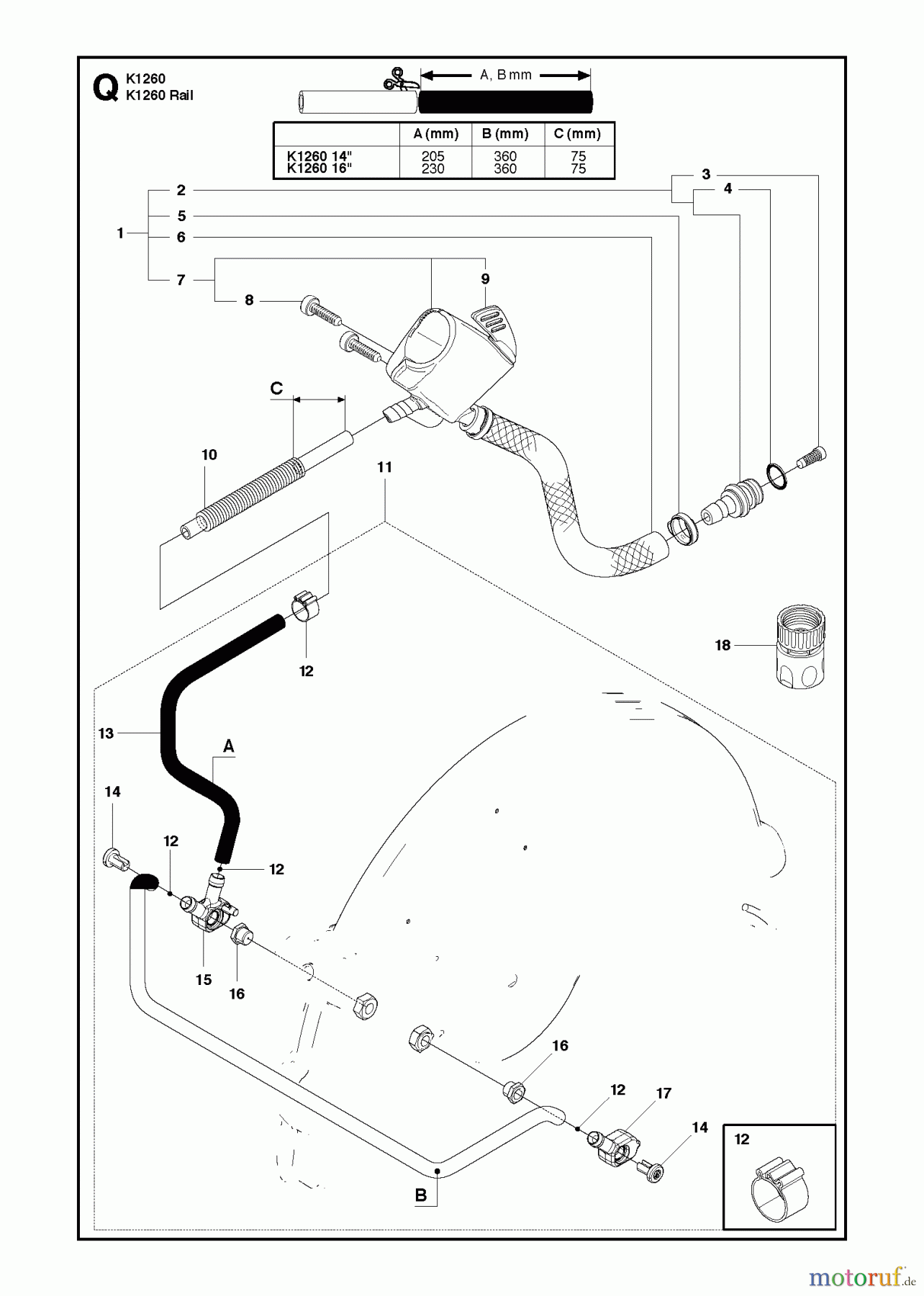  Trennschneider, Cut-Off K1260, 2010-10 WATER HOSE KIT
