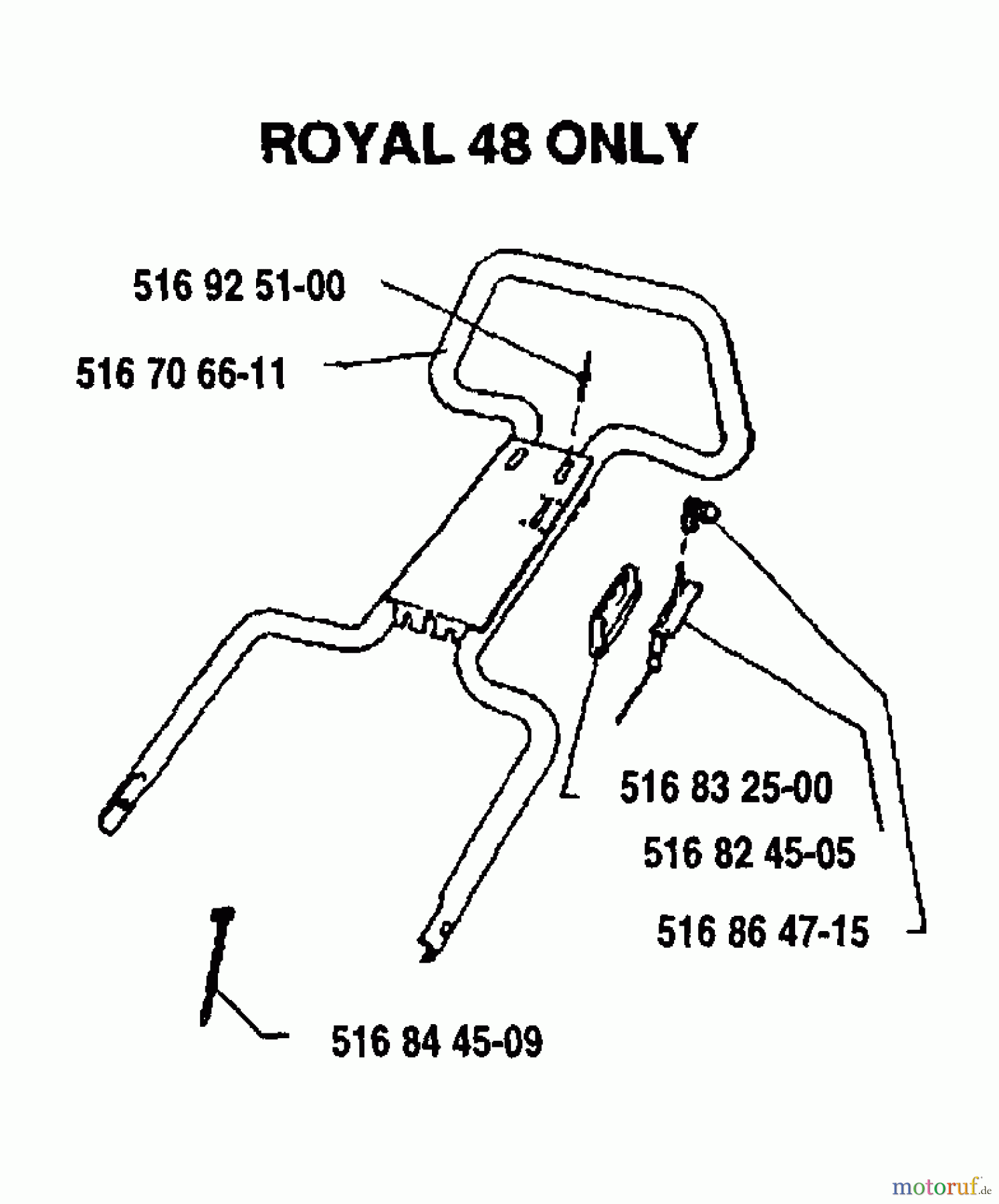  Husqvarna Rasenmäher Royal 48 S - Husqvarna Walk-Behind Mower (1993-05 & After) Handle Assembly (Royal 48)
