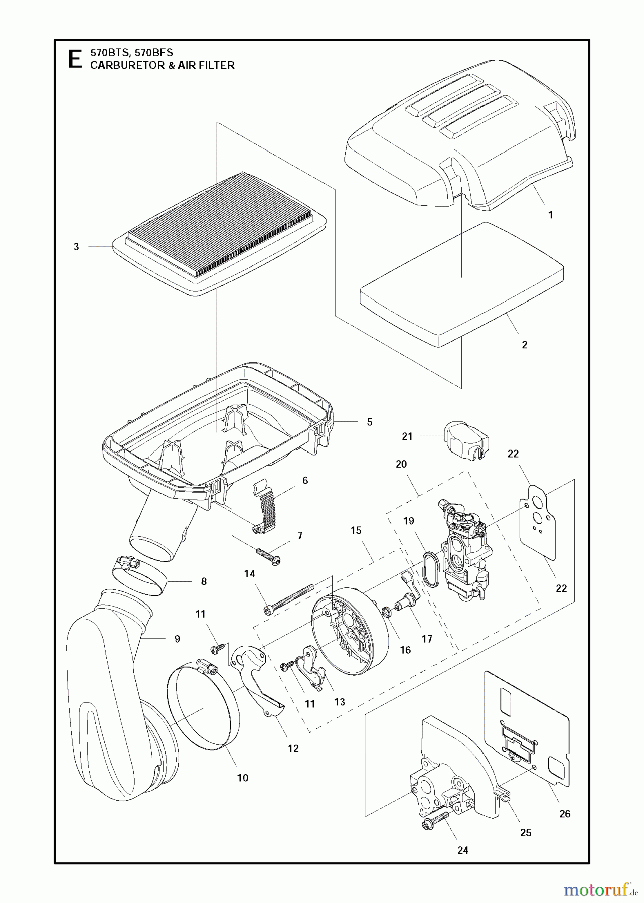  Husqvarna Bläser / Sauger / Häcksler / Mulchgeräte 570 BTS - Husqvarna Backpack Blower (2011-05 & After) CARBURETOR AIR FILTER